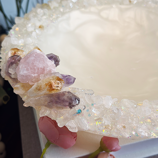 Personalized Wedding Bowl with Crystals – Custom Initials & Date