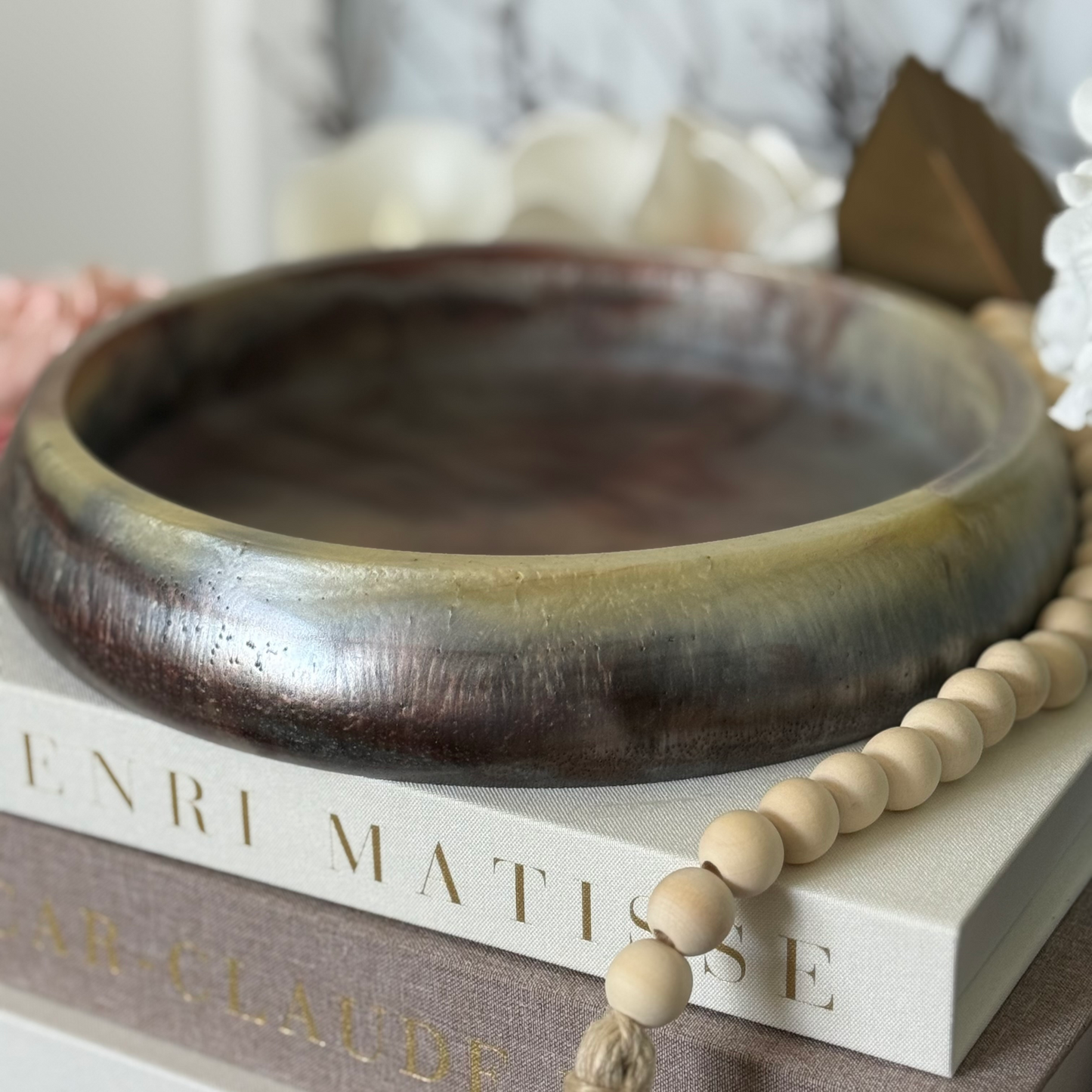 Gorgeous Brown Garnet Resin Bowl with Tortoise Influence