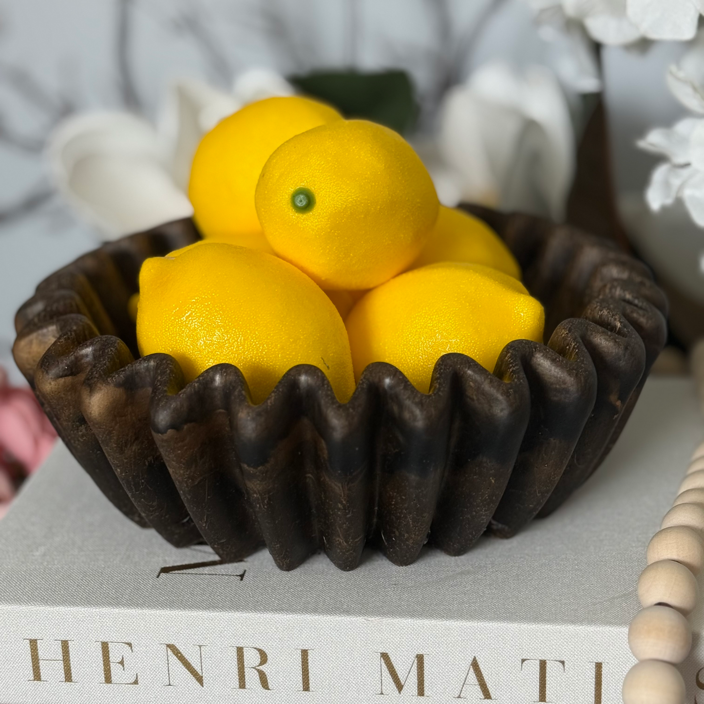 Wood Pleated Resin Bowl - Minimalist Bowl