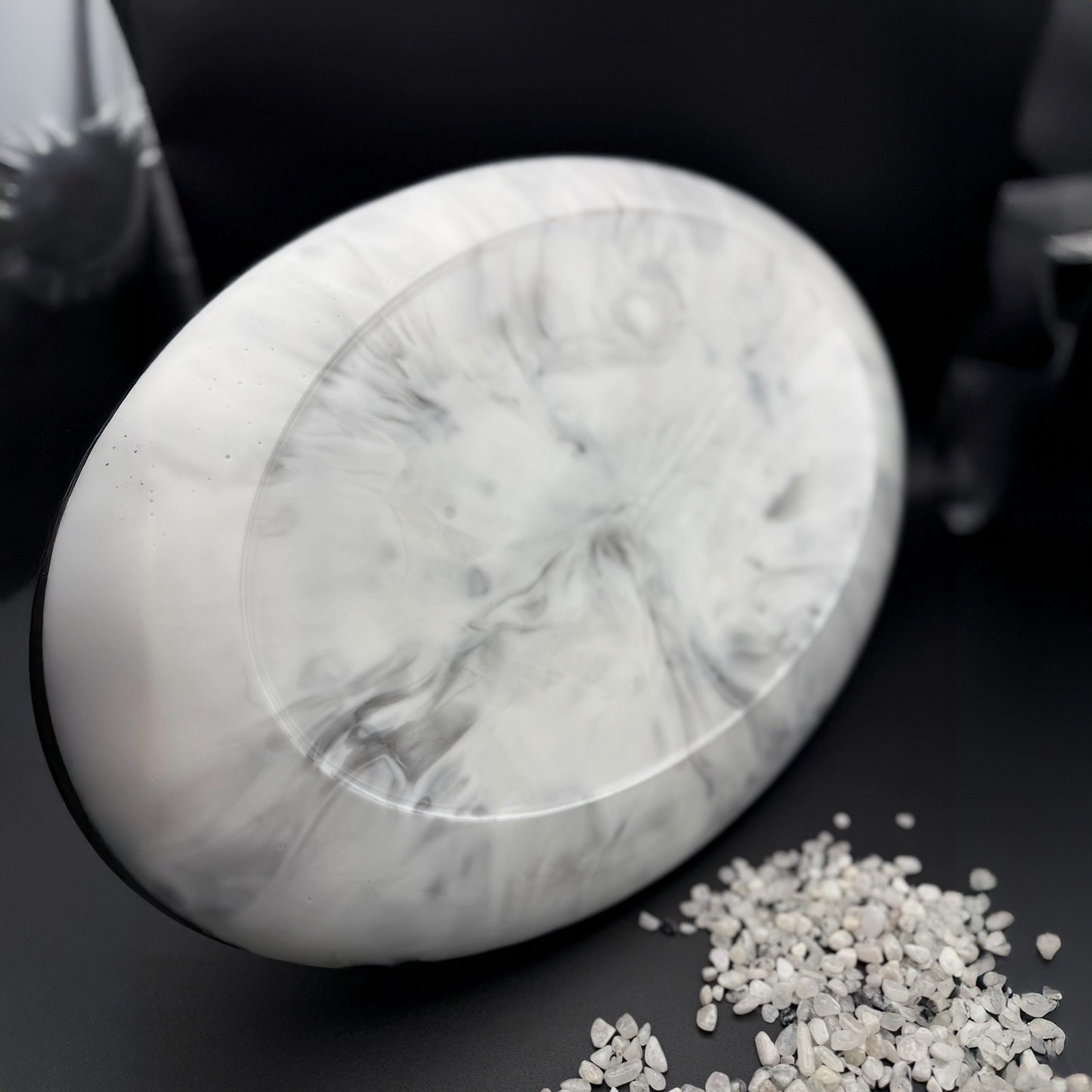 Marble Inspired Large Platter | Handcrafted White and Gray Resin Platter