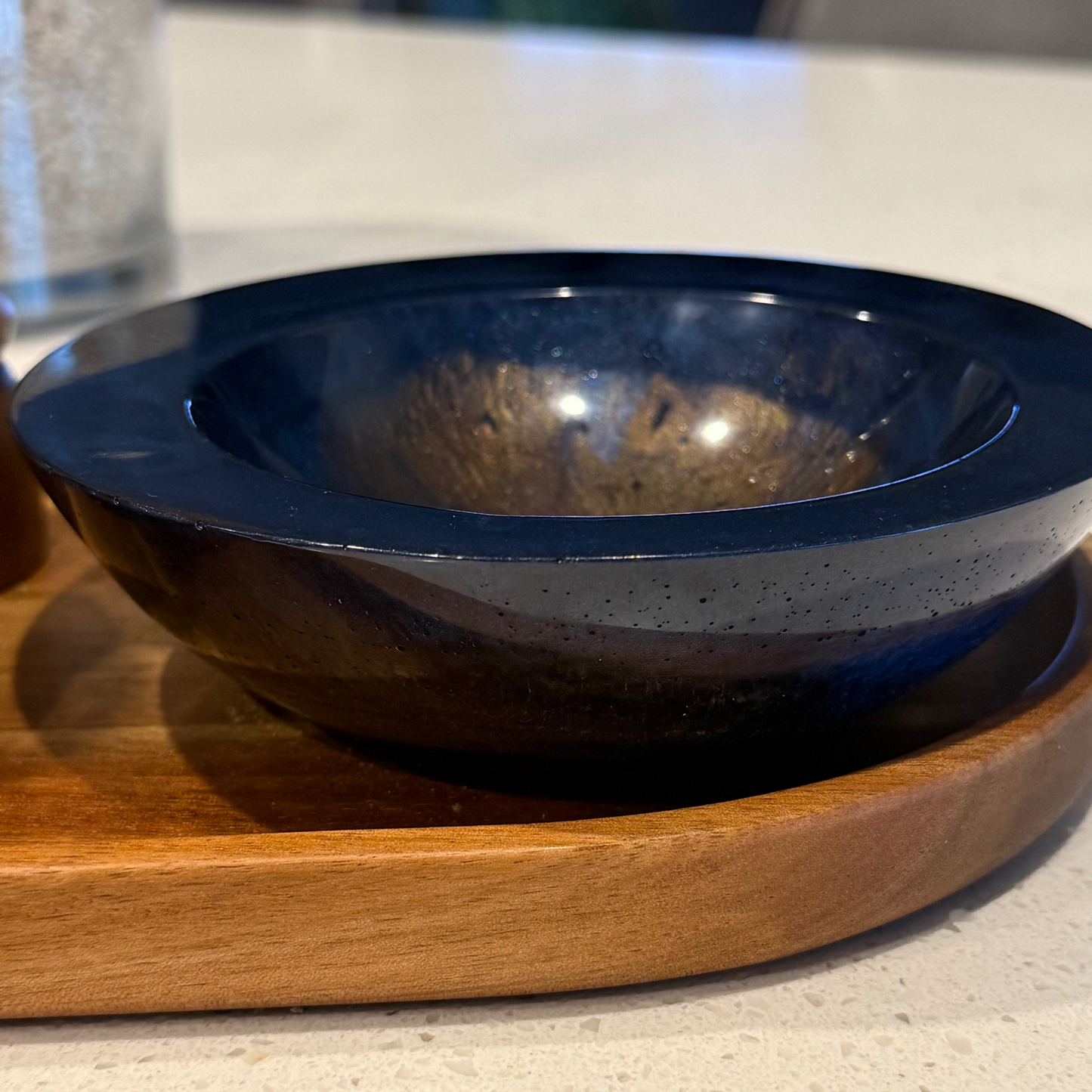 Labradorite Inspired Bowl | Small contemporary blue and gold decorative bowl