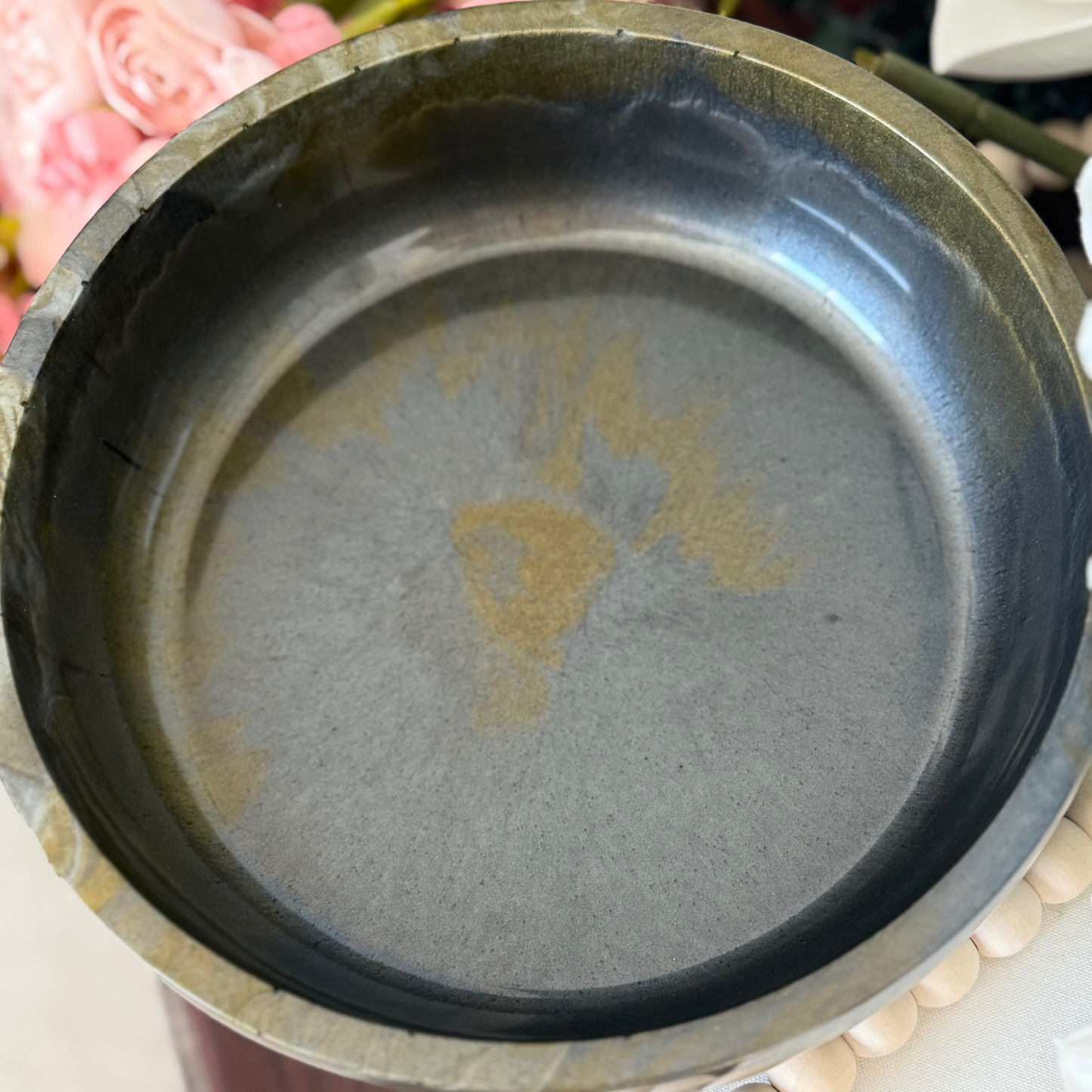Agate Inspired Resin Bowl - Graphite and Amber Decorative Bowl