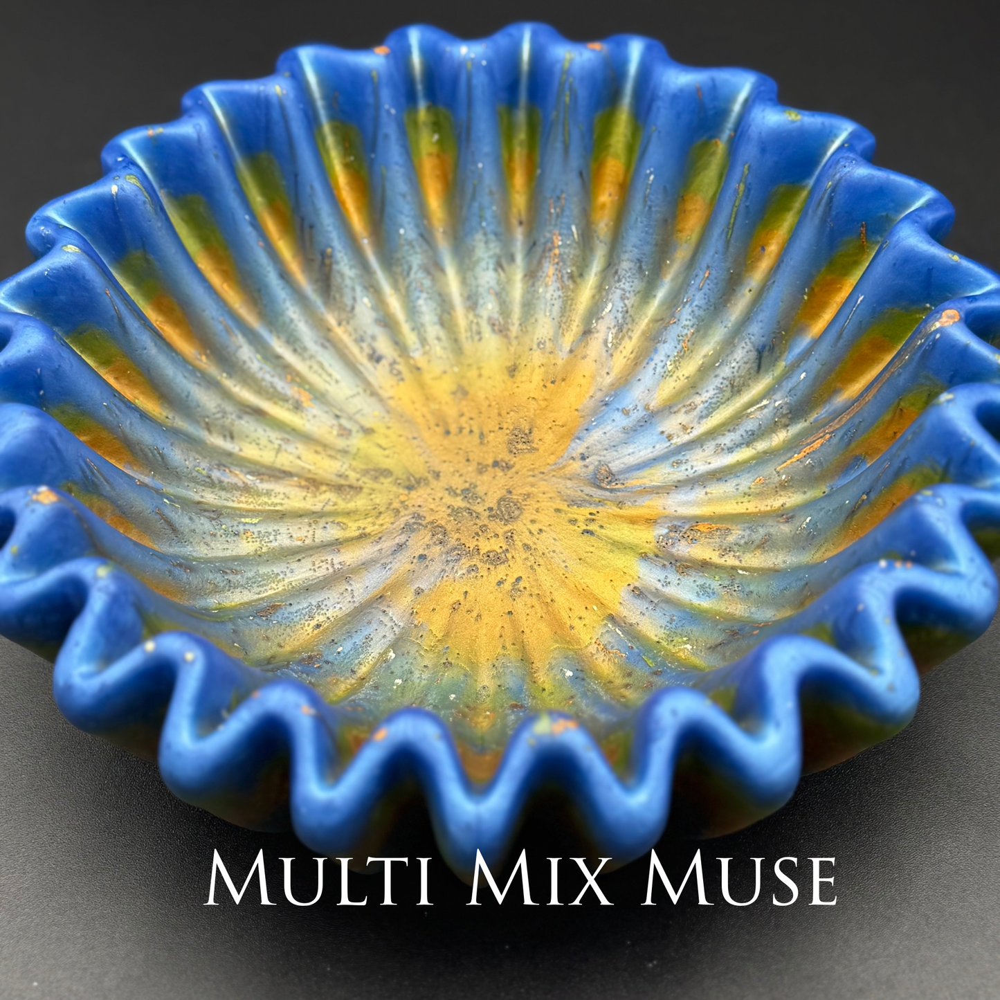 Multi Mix Muse Pleated Bowl | Strikingly Colorful Medium Decorative Bowl