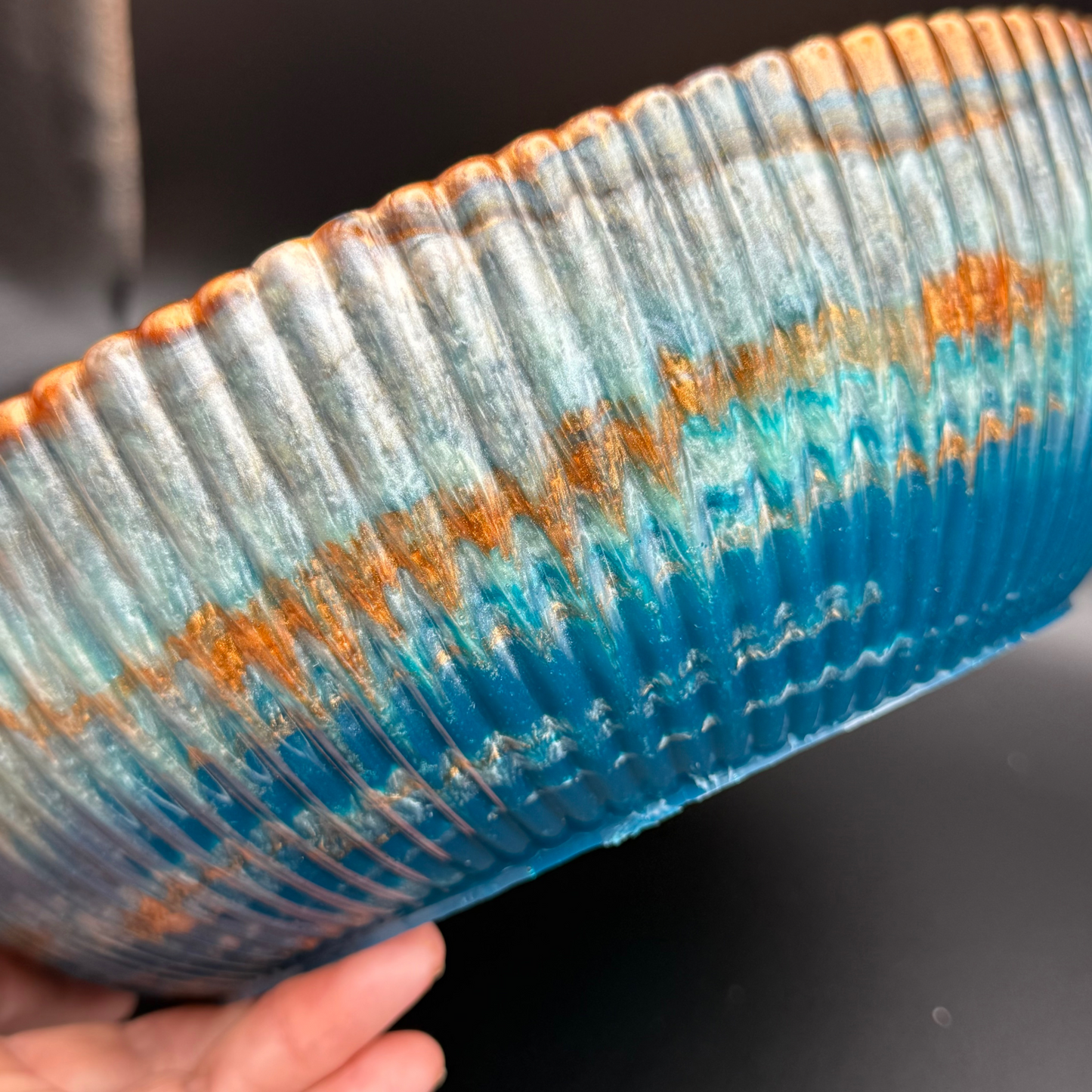 Exotic Large Amazonite Bowl with Copper Accents | Stylish Home  Decor