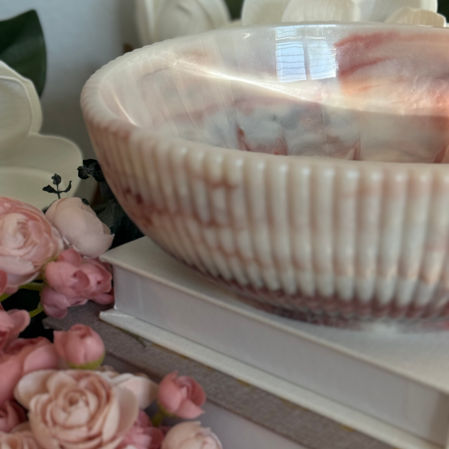 Large Coral Agate Inspired Resin Bowl - Stylish Home Decor Accent
