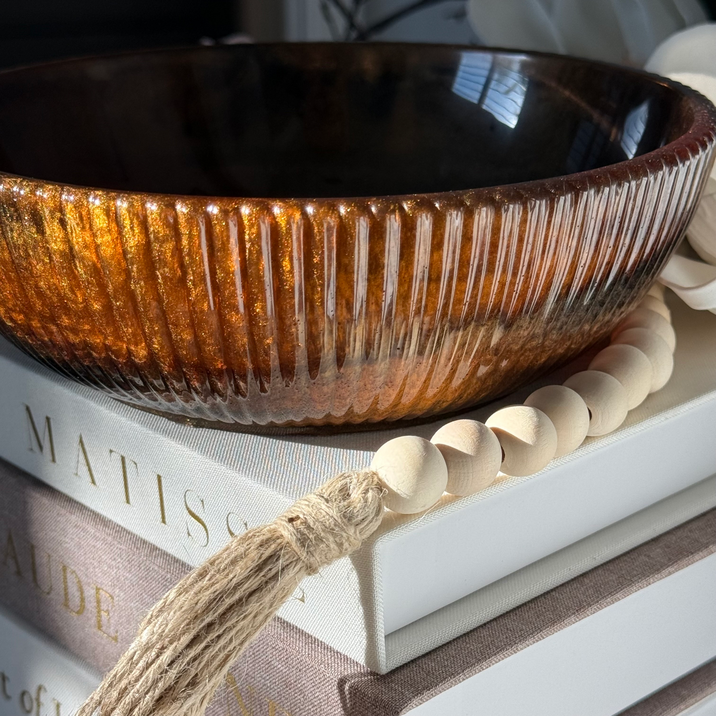 Medium Tiger Eye Inspired Bowl - Handcrafted Copper Resin Bowl