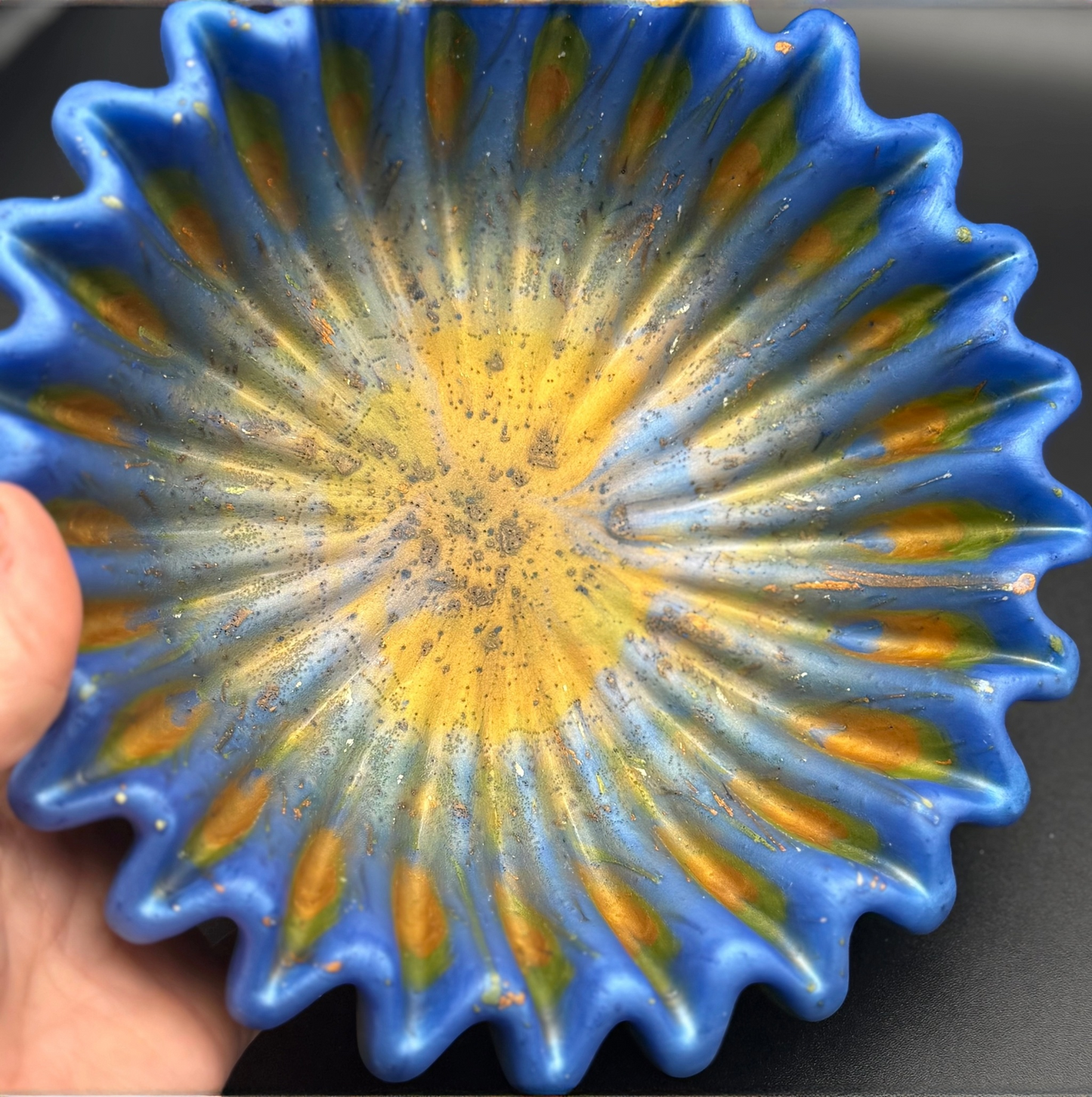 Multi Mix Muse Pleated Bowl | Strikingly Colorful Medium Decorative Bowl