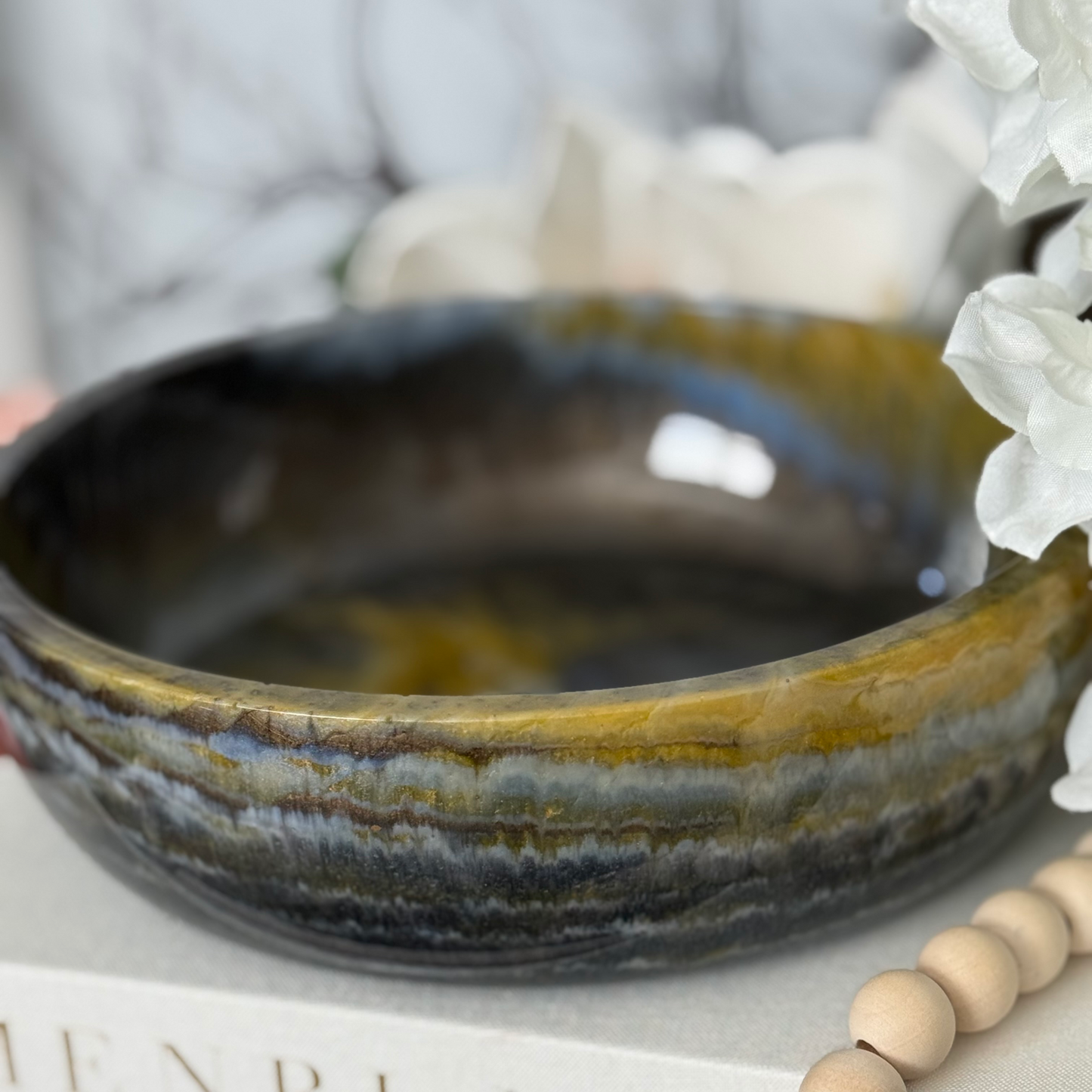 Banded Agate Resin Bowl - Stone Inspired Home Decor