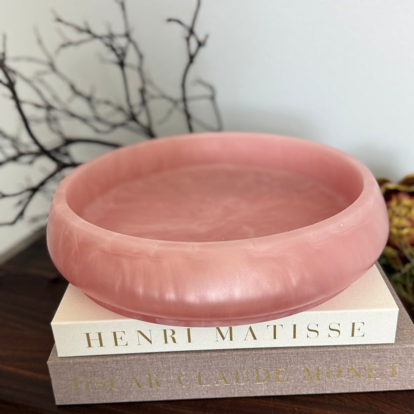 Rose Quartz Inspired Large Bowl - Handcrafted Pink Resin Bowl