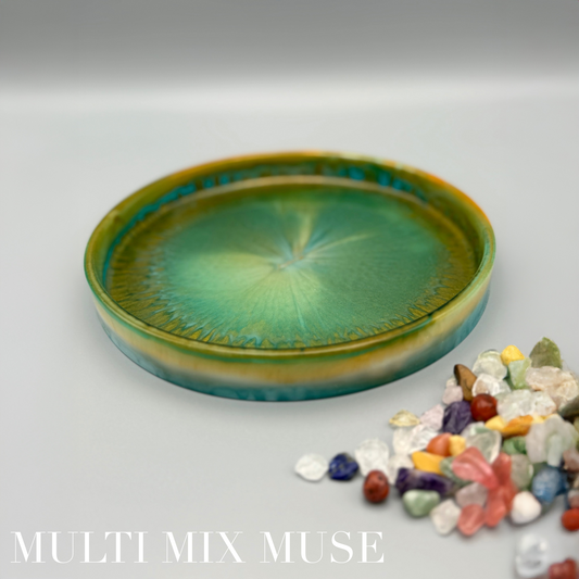 Green Round Tray -Handcrafted Green Resin Perfume Tray