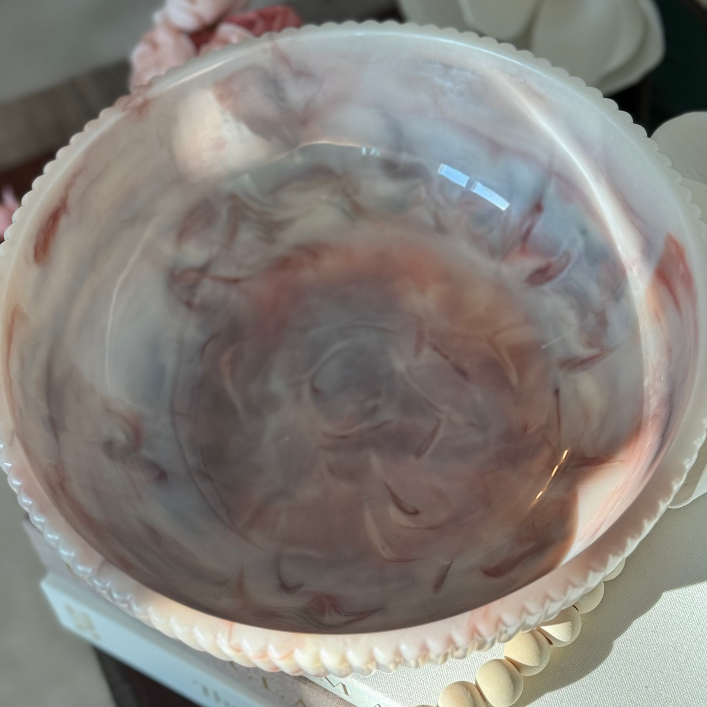 Large Coral Agate Inspired Resin Bowl - Stylish Home Decor Accent