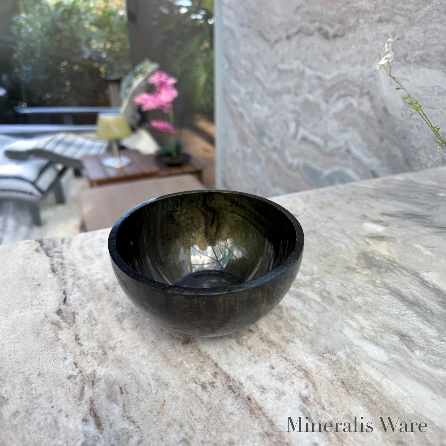 Labradorite Inspired Bowl - Handcrafted Deep Green Resin Bowl