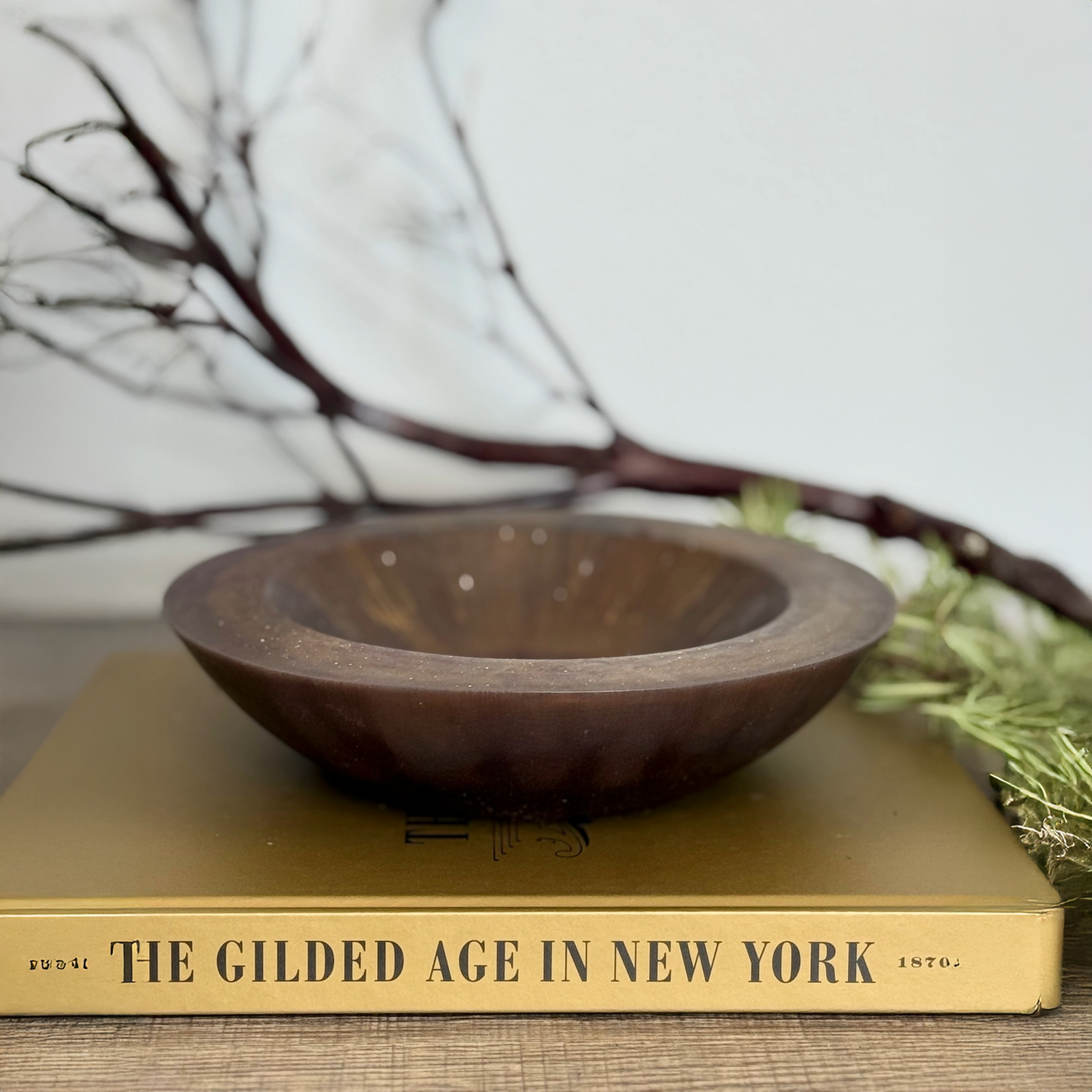 Rustic Bronze Bowl with Garnet Accents | Rustic Decorative Bowl for Home Decor