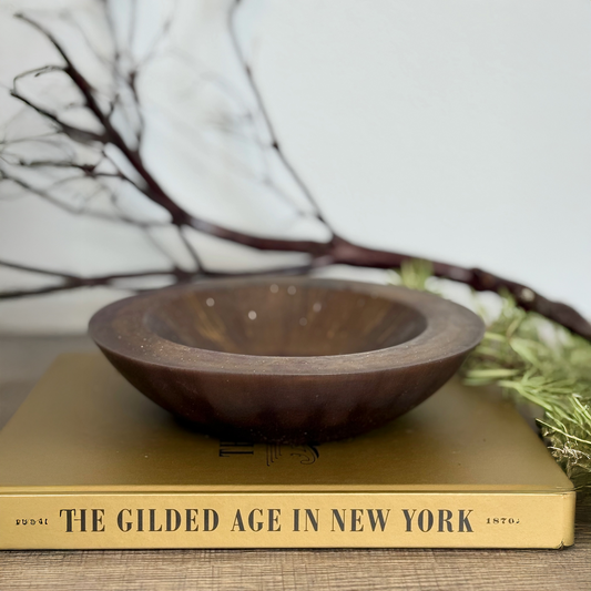 Rustic Bronze Bowl with Garnet Accents | Rustic Decorative Bowl for Home Decor