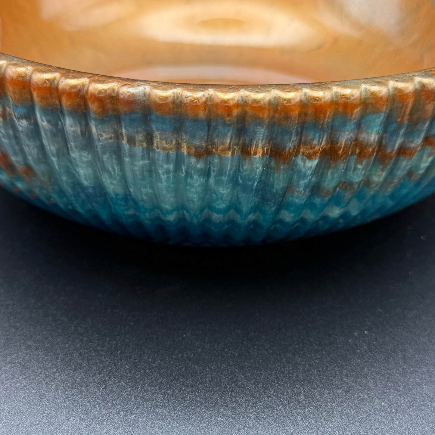 Exotic Large Amazonite Bowl with Copper Accents | Stylish Home  Decor