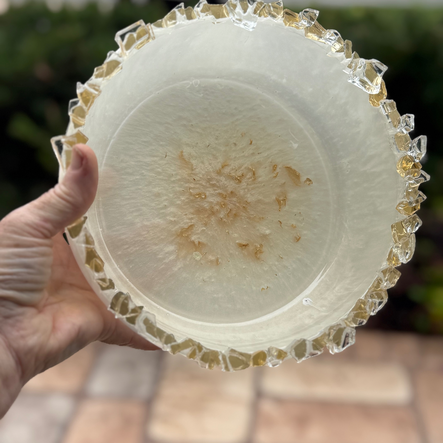 Celestial Opal Pearl  Medium Bowl with Glass Rim