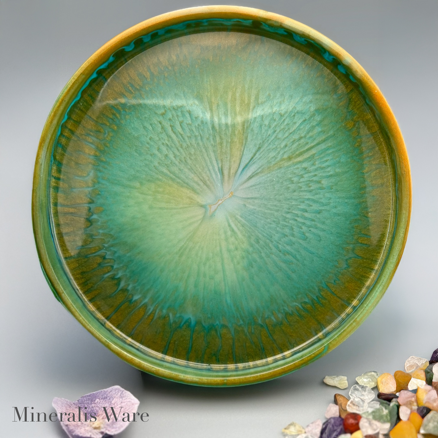 Green Round Tray -Handcrafted Green Resin Perfume Tray