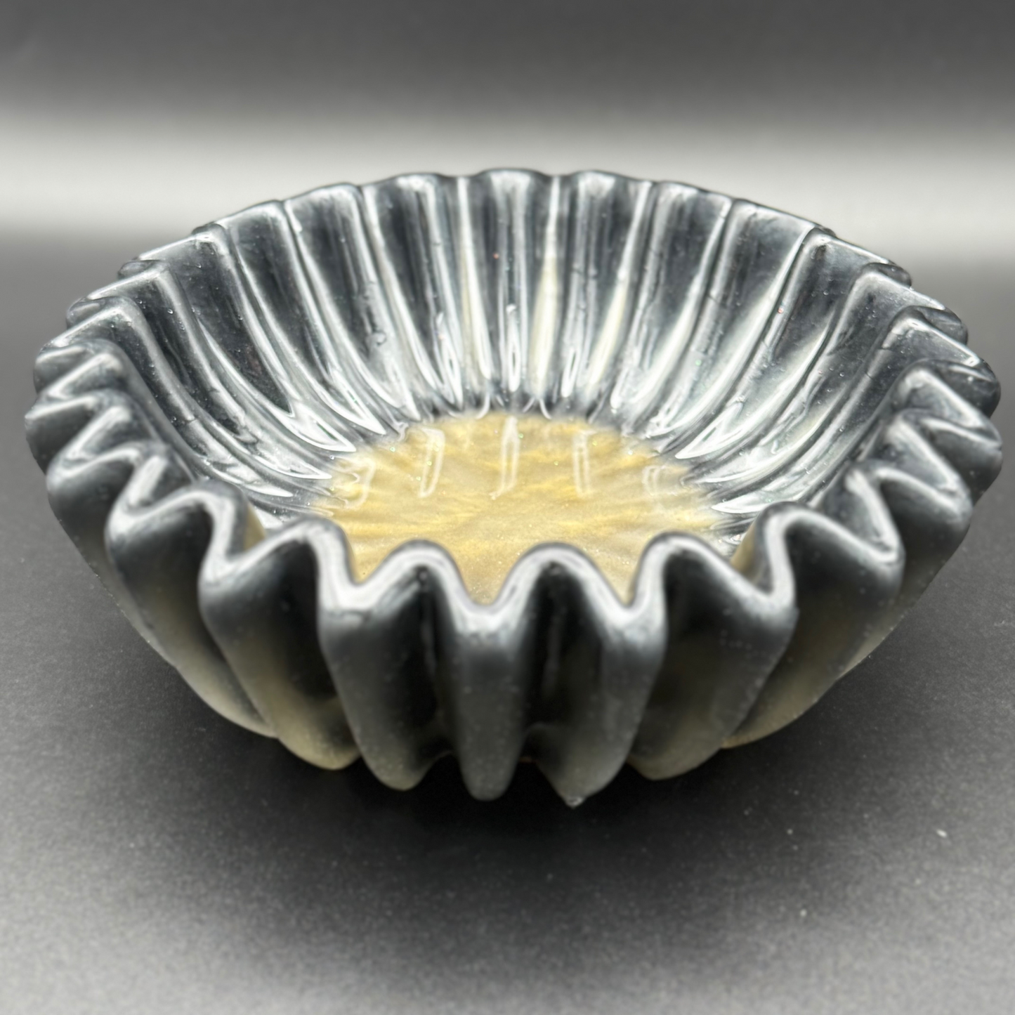 Multi Mix Muse Pleated Bowl | Black and Gold  Medium Decorative Bowl