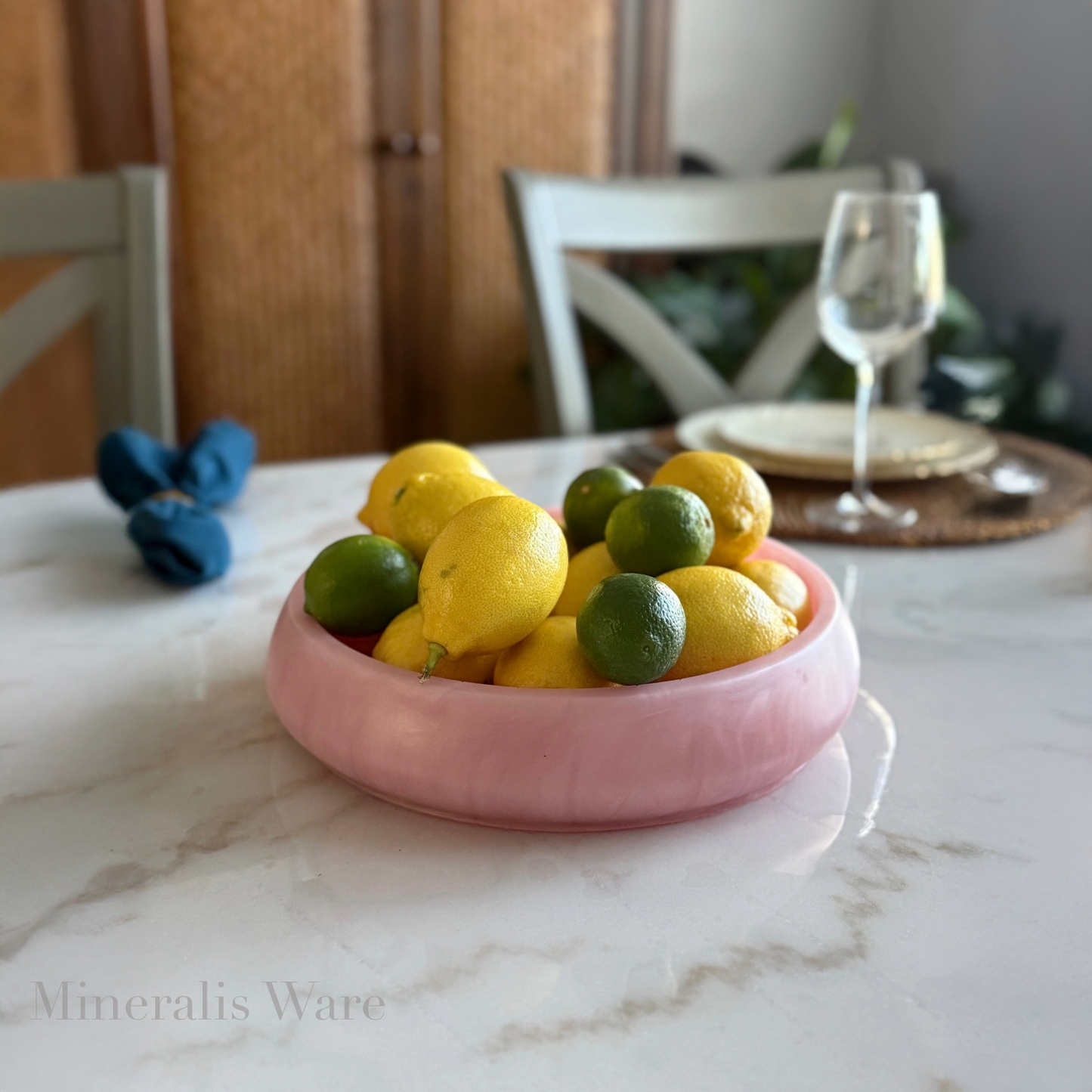 Rose Quartz Inspired Large Bowl - Handcrafted Pink Resin Bowl