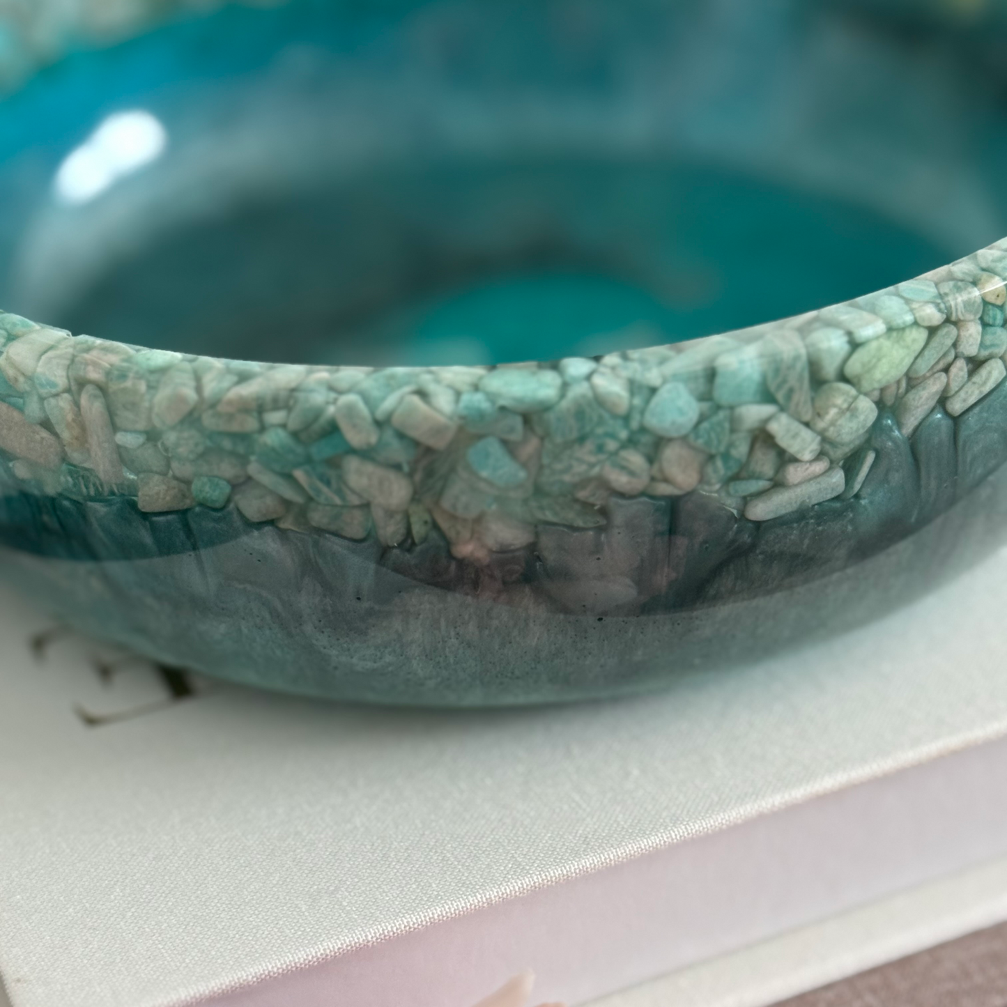 Amazonite Crown Bowl - Stone and Resin Fruit Bowl