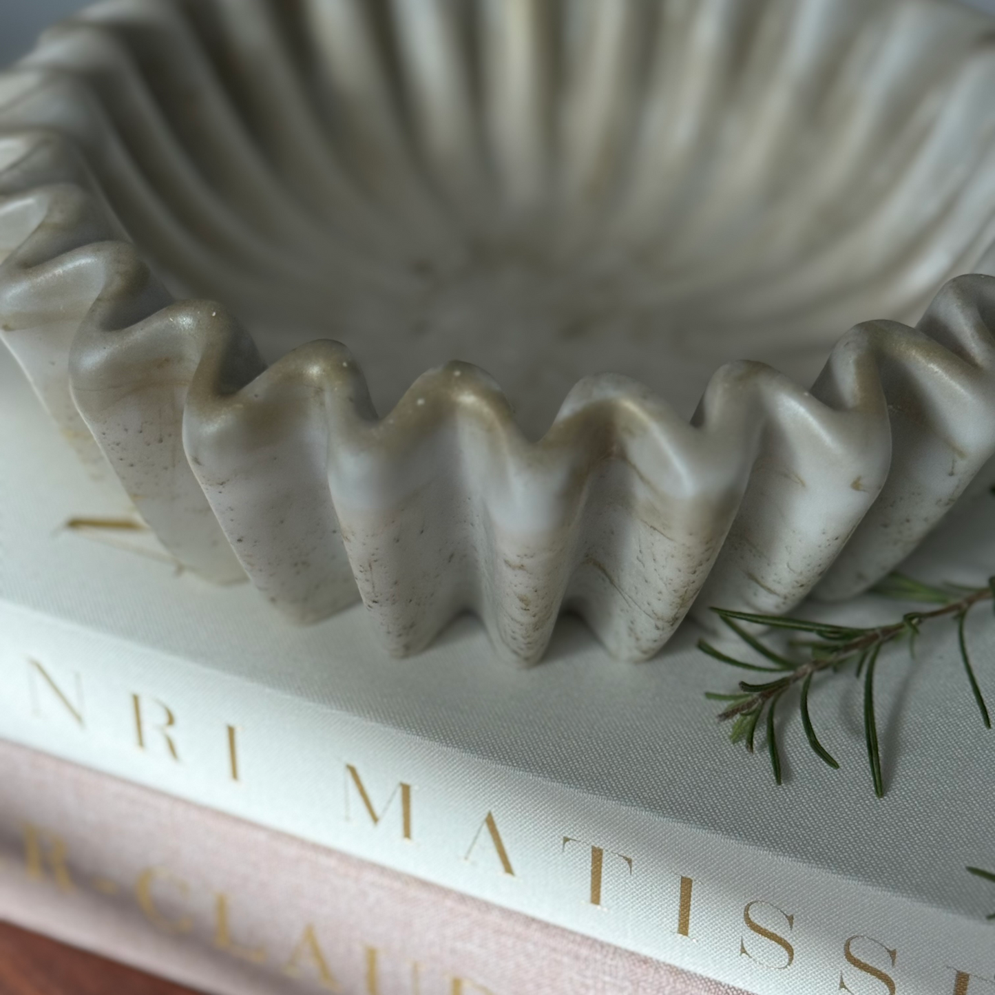 Travertine Inspired Bowl | Pleated Bowl for Minimalist Decor