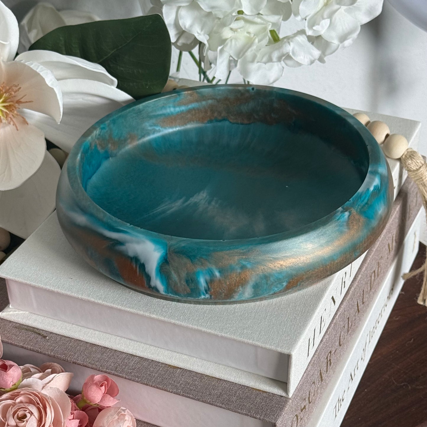 Amazonite Resin Bowl with Egyptian Bronze Accents