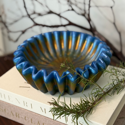 Multi Mix Muse Pleated Bowl | Strikingly Colorful Medium Decorative Bowl
