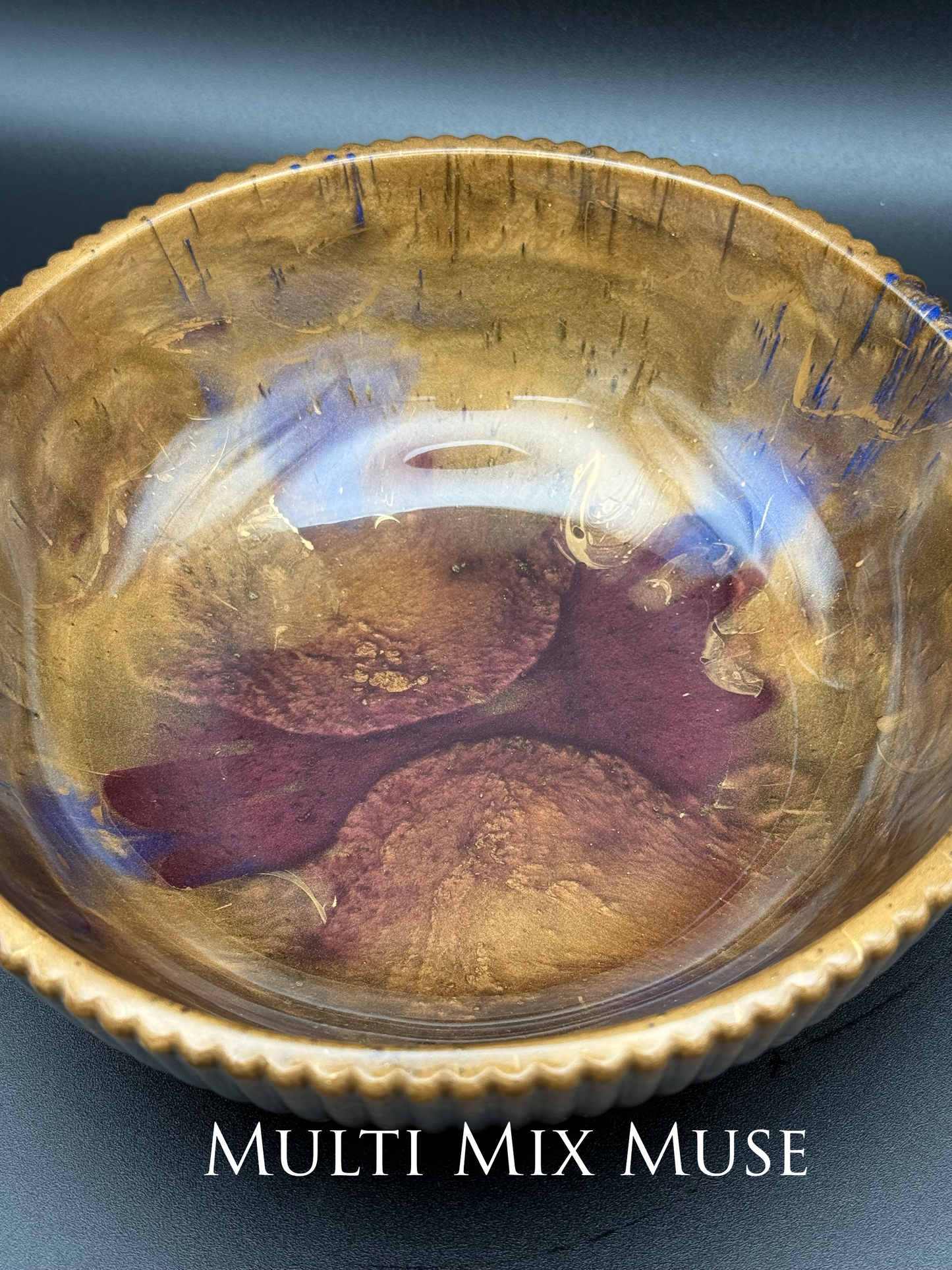 Medium Bronze and Burgundy Bowl with Antique Gold Accents- Affordable Essentials Collection