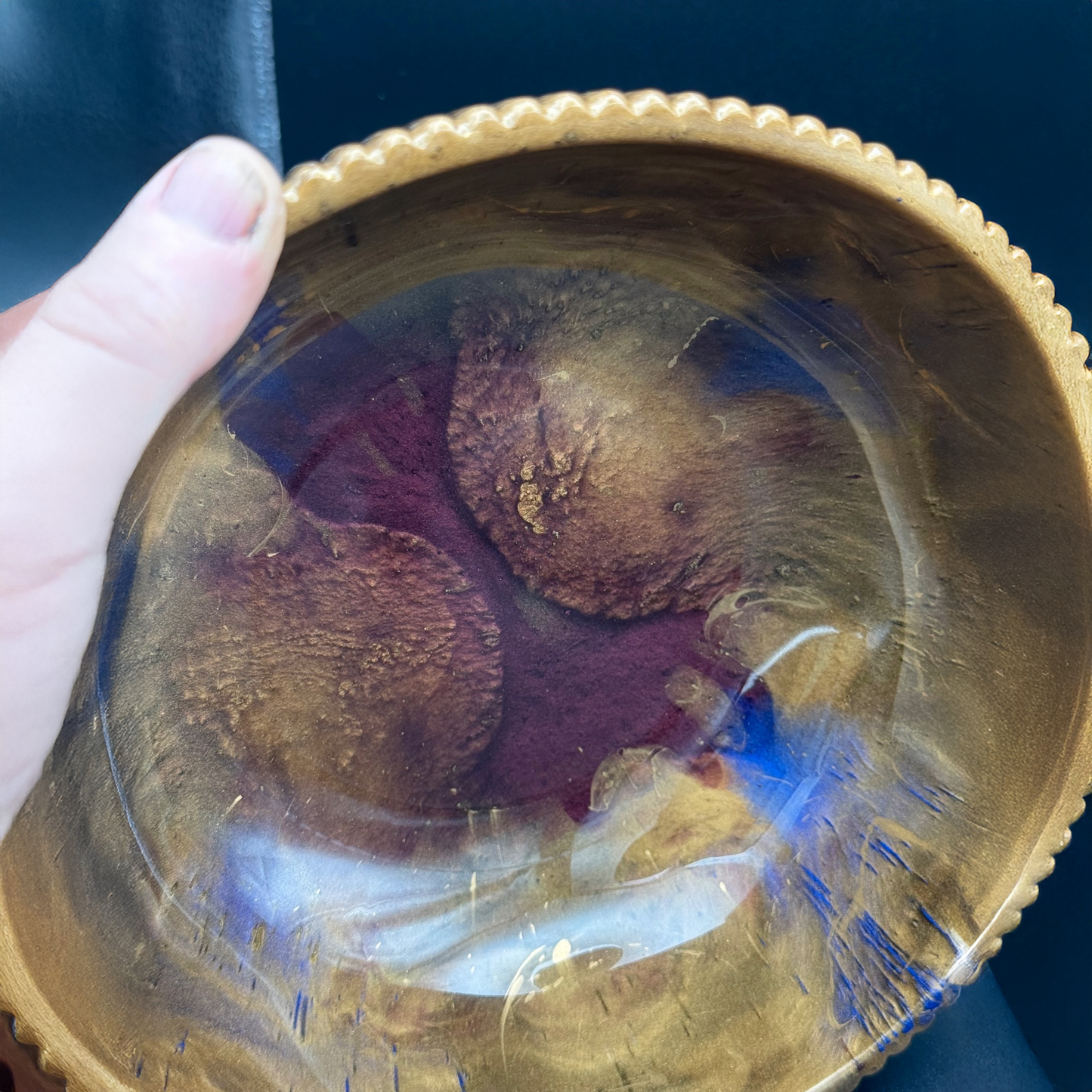 Medium Bronze and Burgundy Bowl with Antique Gold Accents- Affordable Essentials Collection