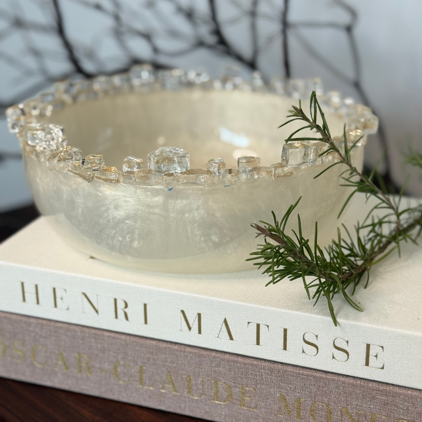 Celestial Opal Pearl  Medium Bowl with Glass Rim