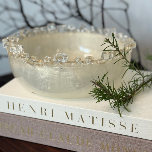 Celestial Opal Pearl  Medium Bowl with Glass Rim