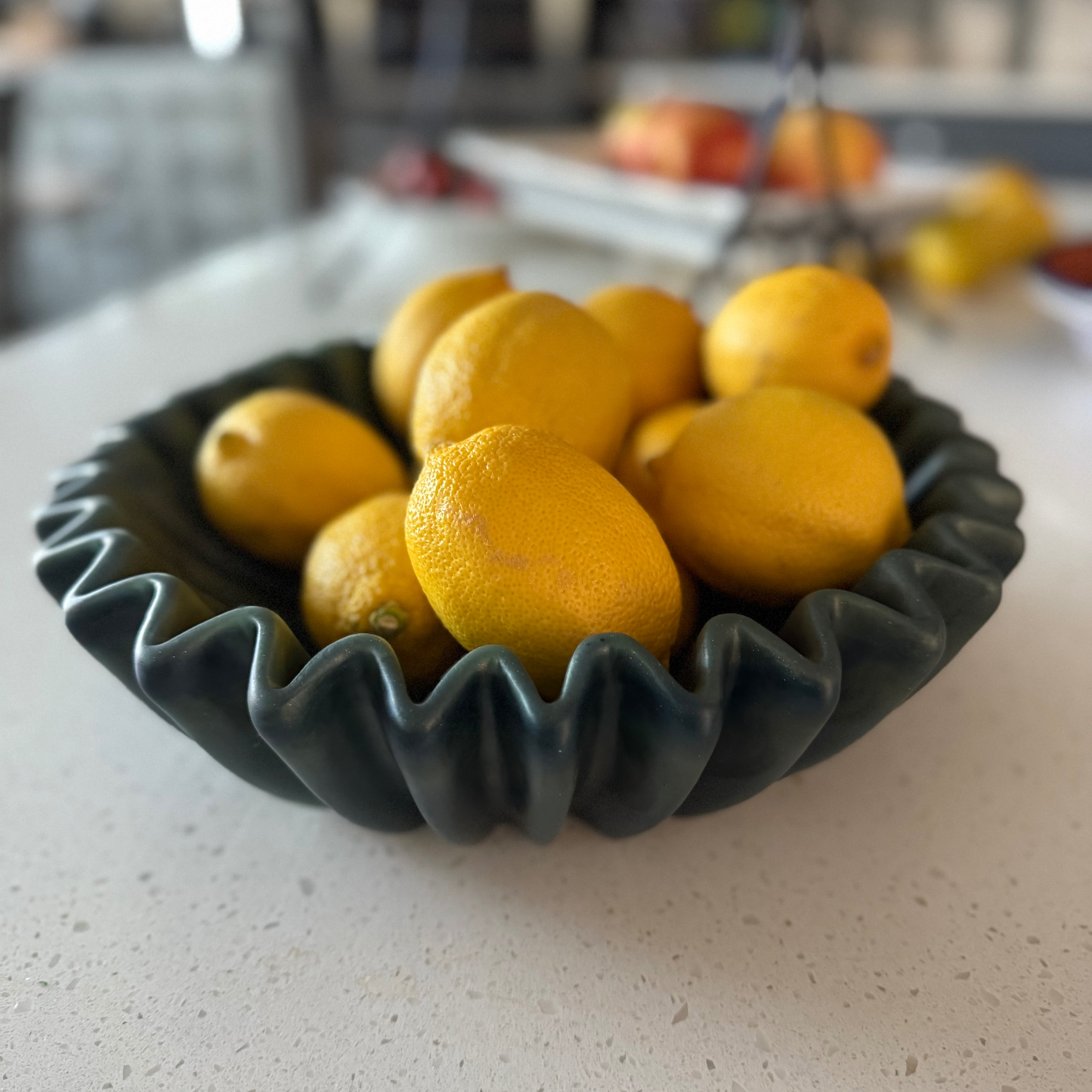 Elegant Pleated Resin Bowl in Amazonite Tones - Unique Handmade Home Decor