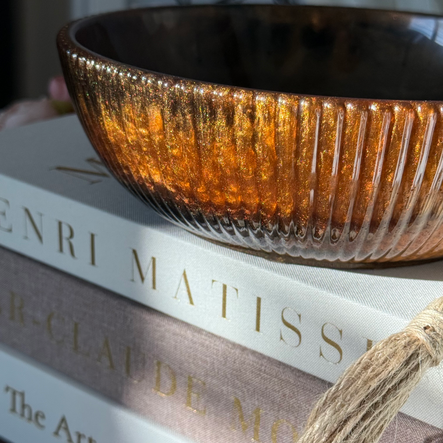 Medium Tiger Eye Inspired Bowl - Handcrafted Copper Resin Bowl
