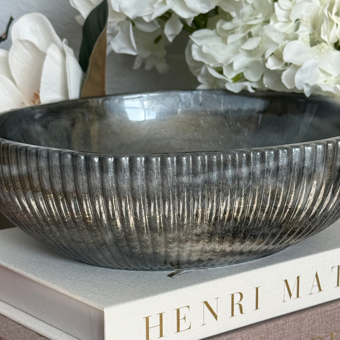 Banded Agate Grey Resin Bowl