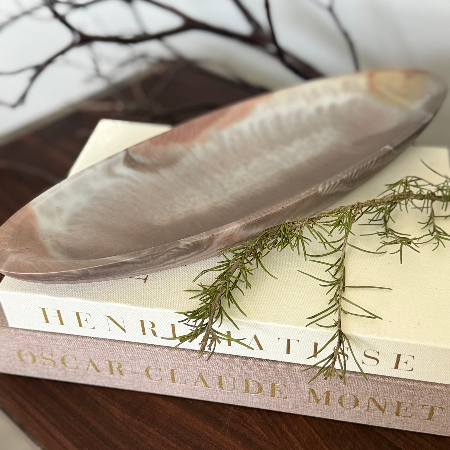 Oval Marble Stone  Inspired Bowl