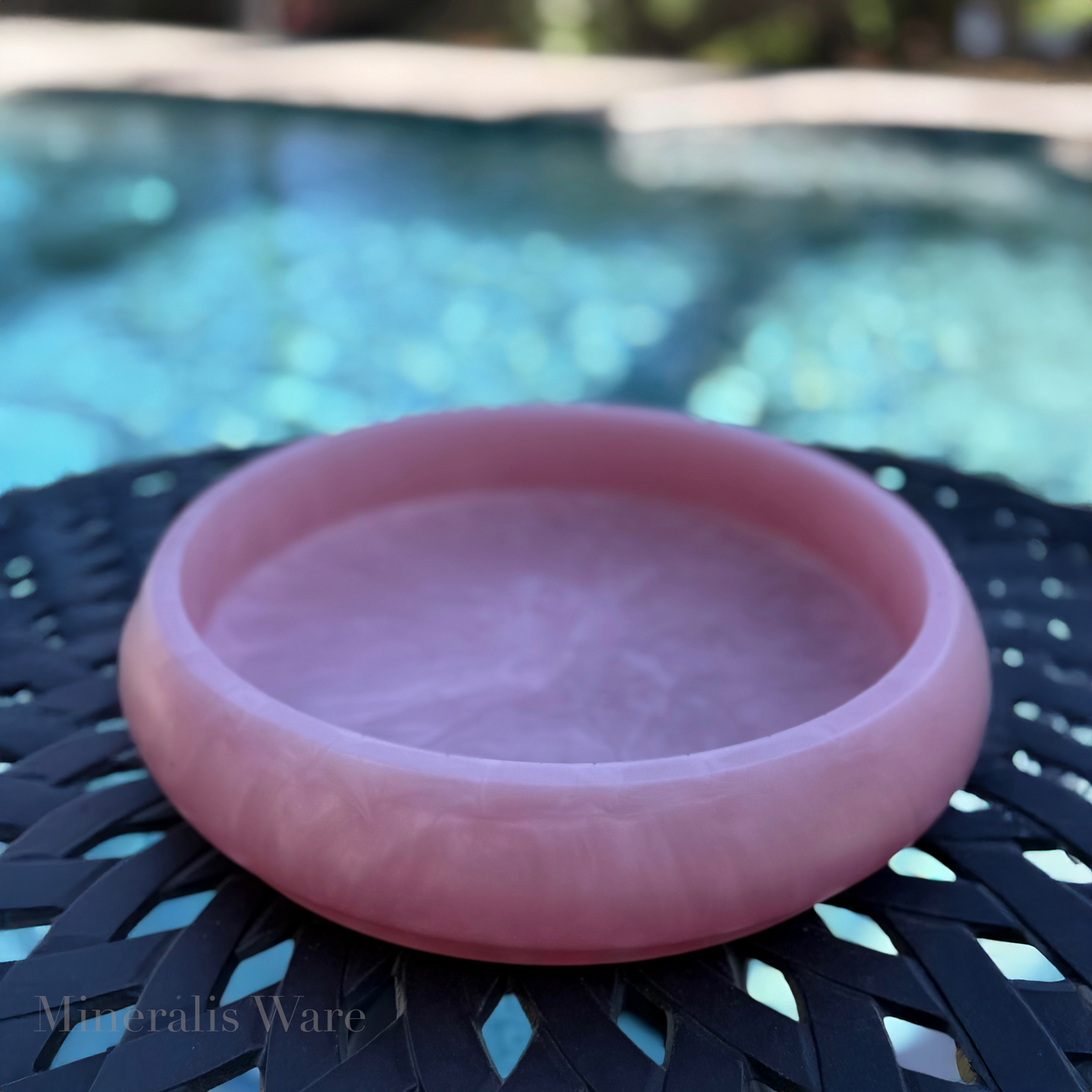 Rose Quartz Inspired Large Bowl - Handcrafted Pink Resin Bowl