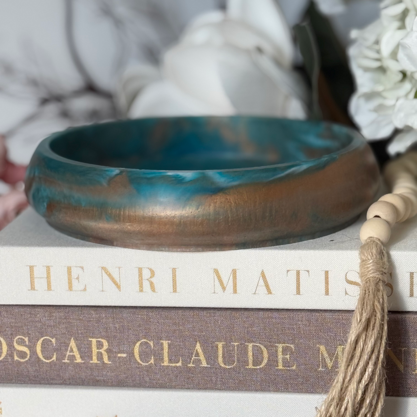 Amazonite Resin Bowl with Egyptian Bronze Accents