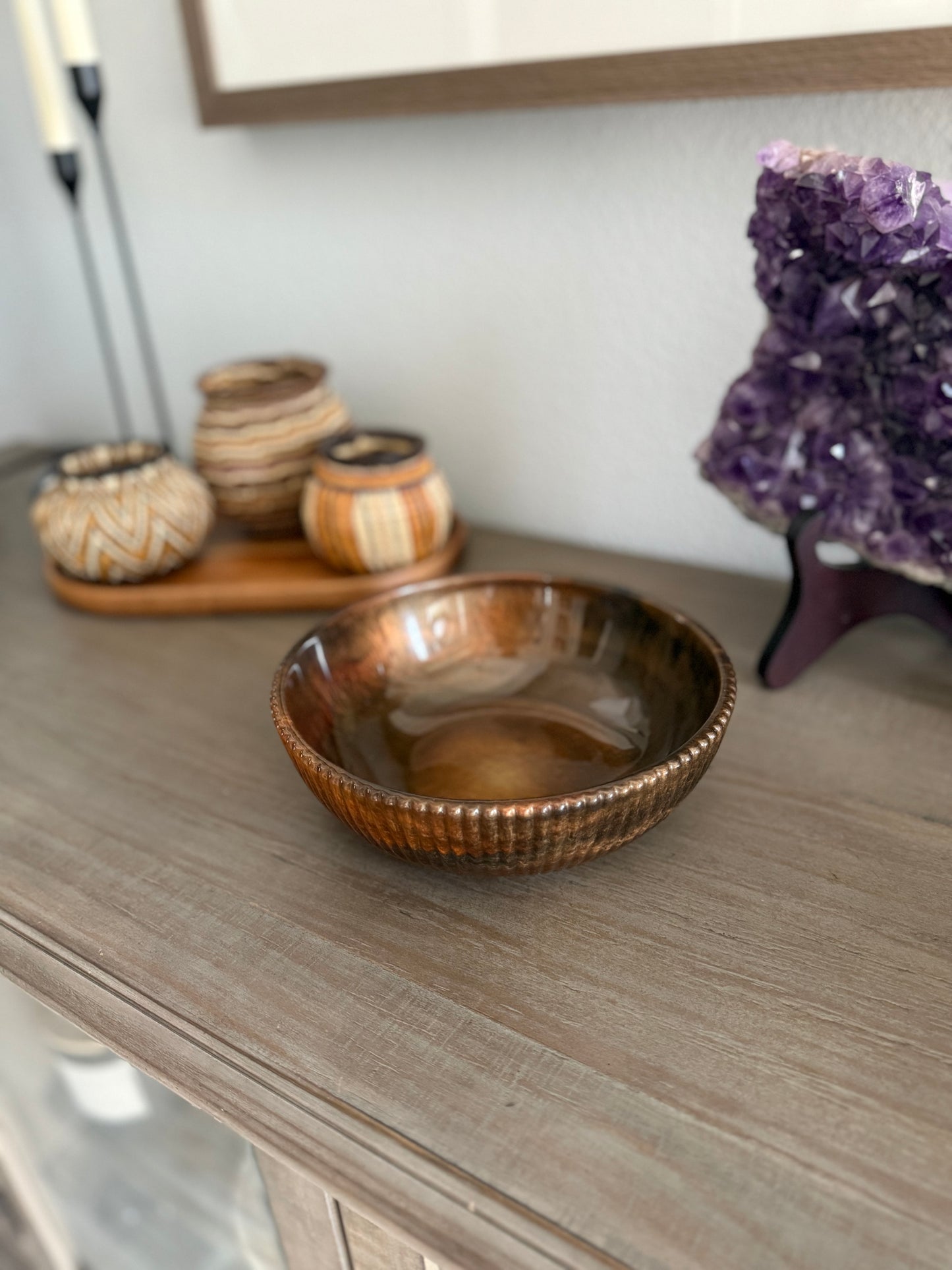 Tiger Eye Inspired Bowl - Handcrafted Copper Resin Bowl
