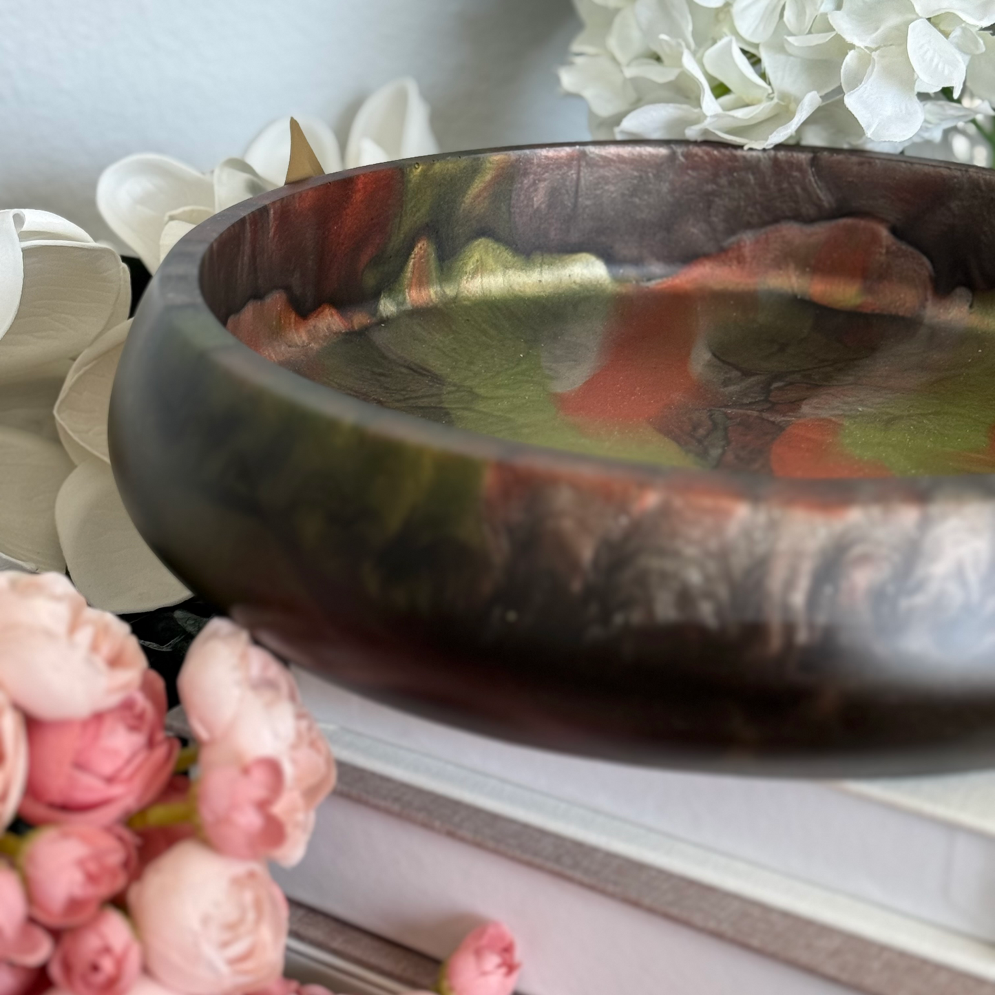 Large Rich Dramatic Andalusite Resin Bowl