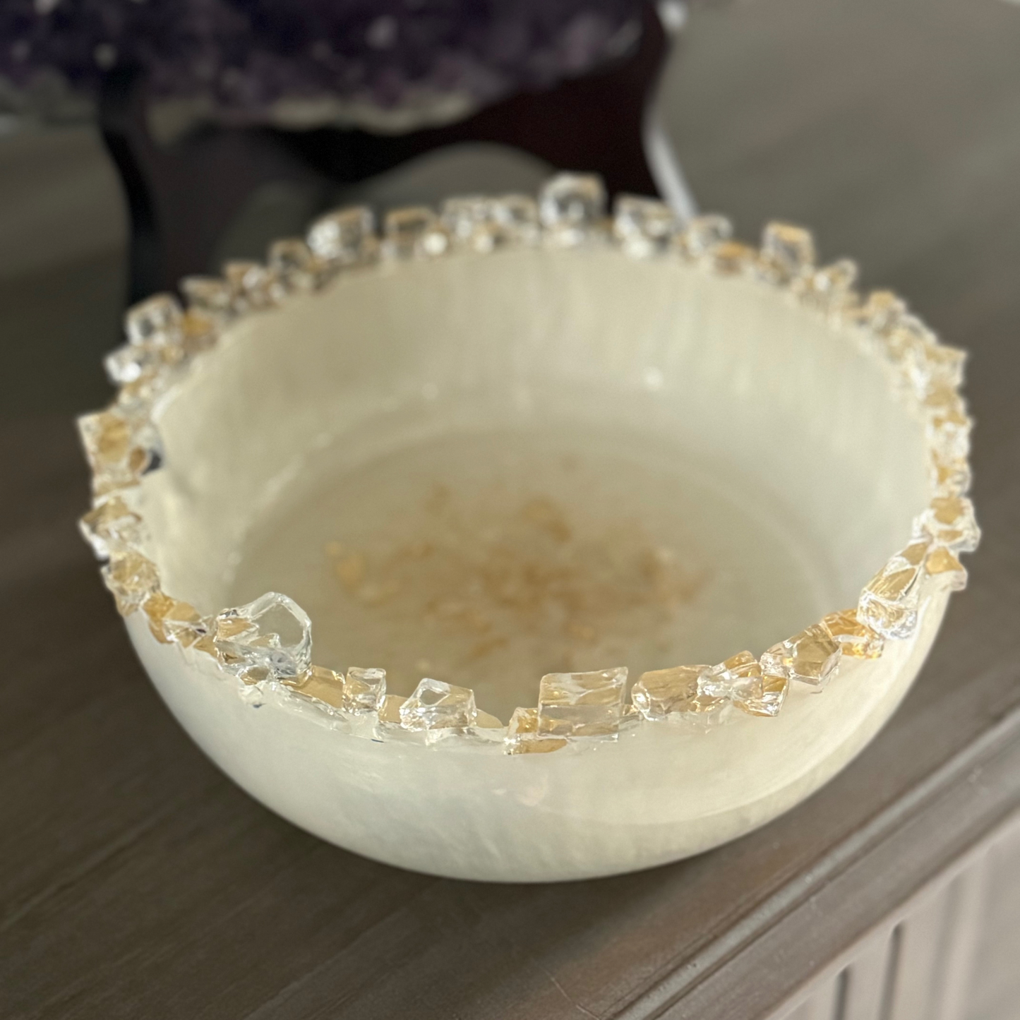 Celestial Opal Pearl  Medium Bowl with Glass Rim