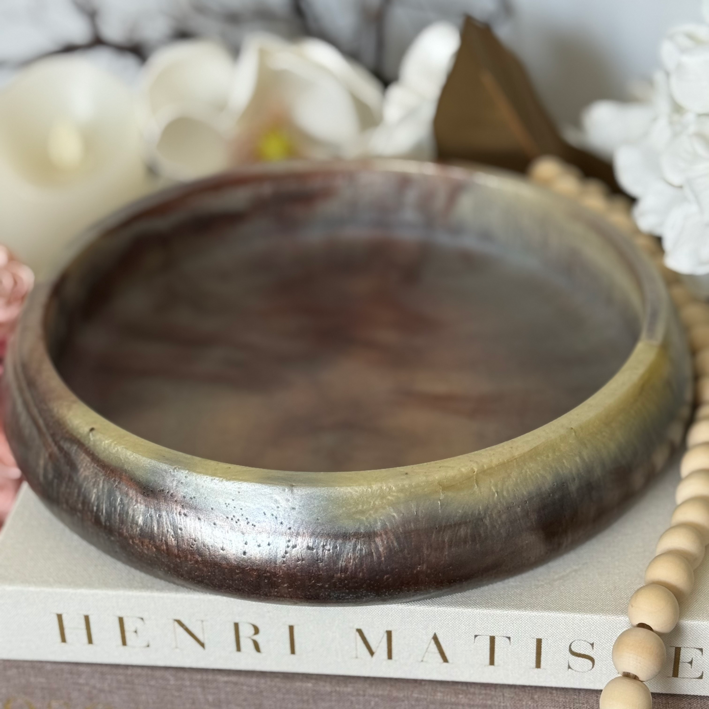 Gorgeous Brown Garnet Resin Bowl with Tortoise Influence