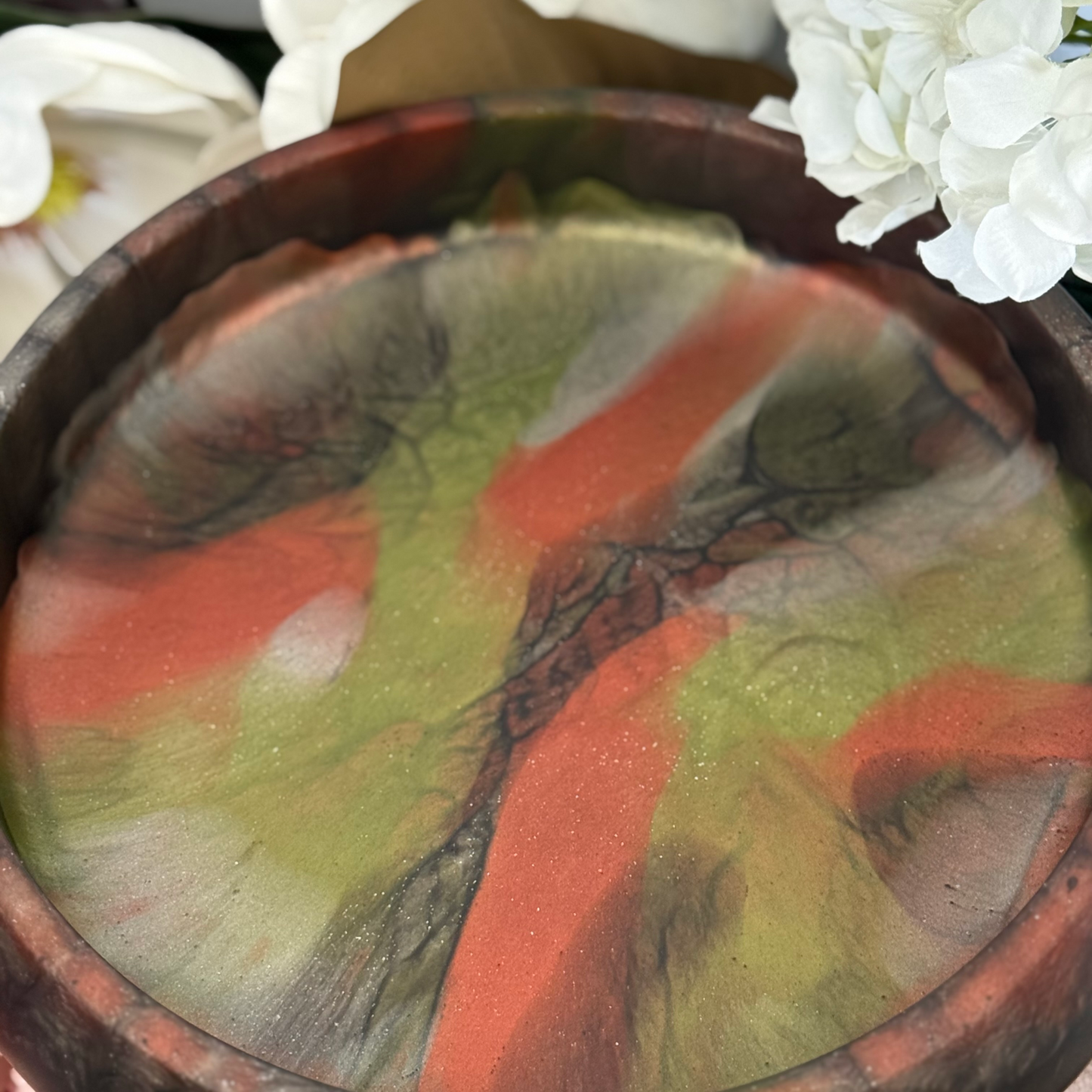 Large Rich Dramatic Andalusite Resin Bowl