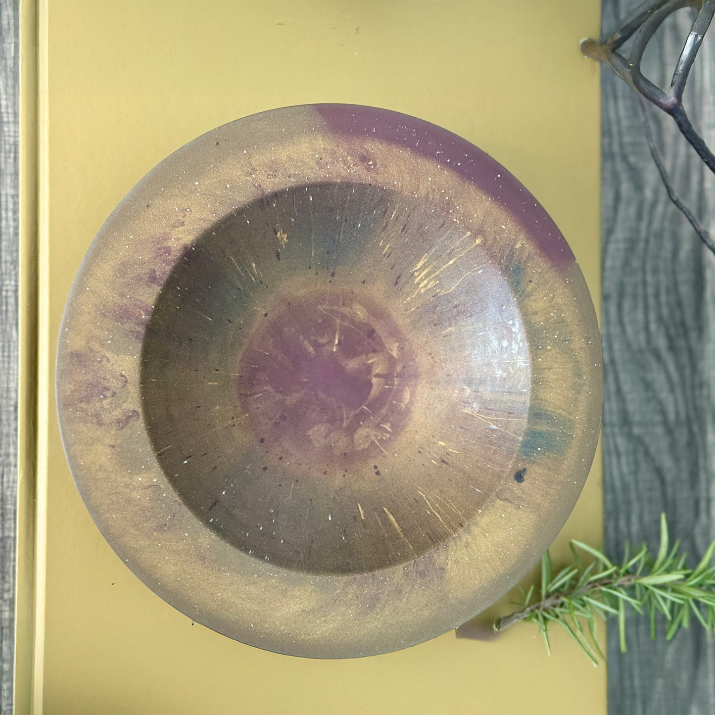 Rustic Bronze Bowl with Garnet Accents | Rustic Decorative Bowl for Home Decor