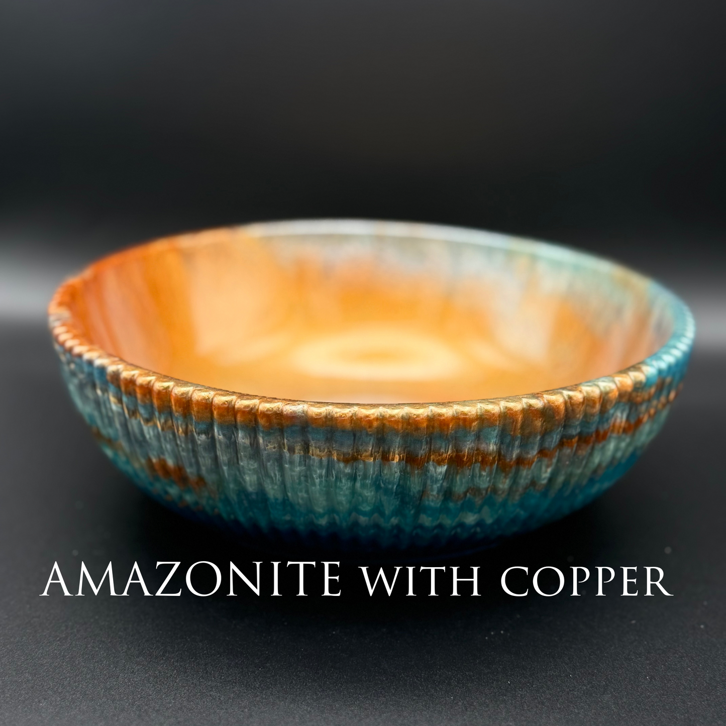 Exotic Large Amazonite Bowl with Copper Accents | Stylish Home  Decor