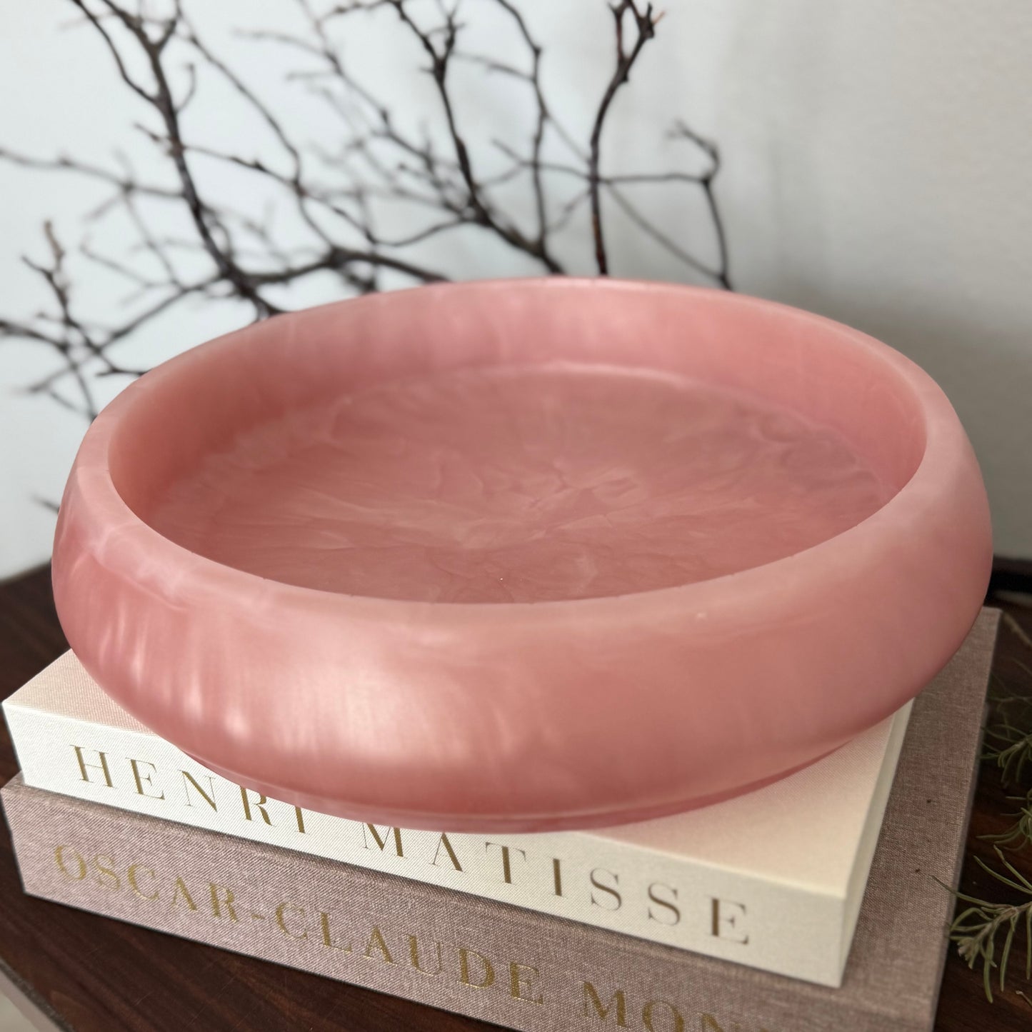 Rose Quartz Inspired Large Bowl - Handcrafted Pink Resin Bowl