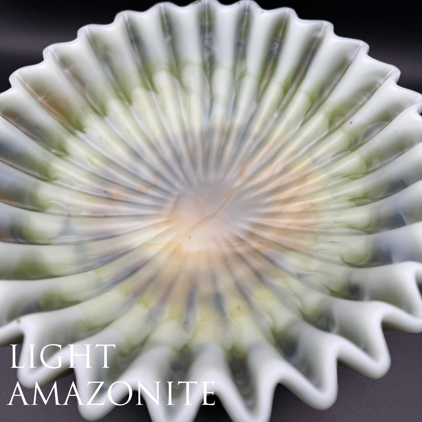 Elegant Pleated Resin Bowl in Light Amazonite Tones - Seafoam Greens- Unique Handmade Home Decor Accent and Serveware