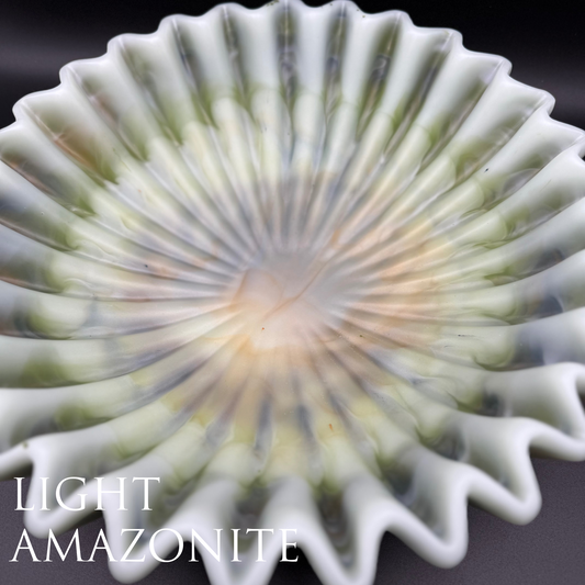 Elegant Pleated Resin Bowl in Light Amazonite Tones - Seafoam Greens- Unique Handmade Home Decor Accent and Serveware