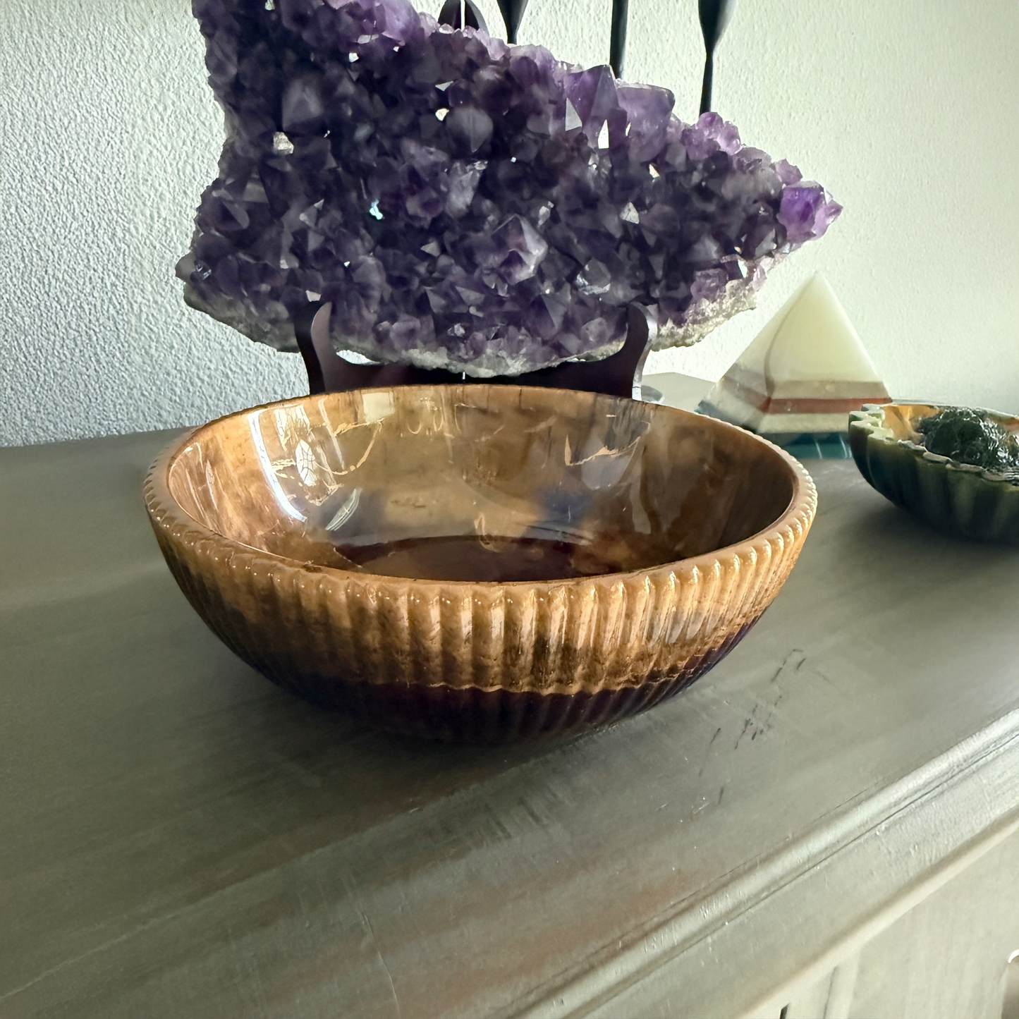 Medium Bronze and Burgundy Bowl with Antique Gold Accents- Affordable Essentials Collection