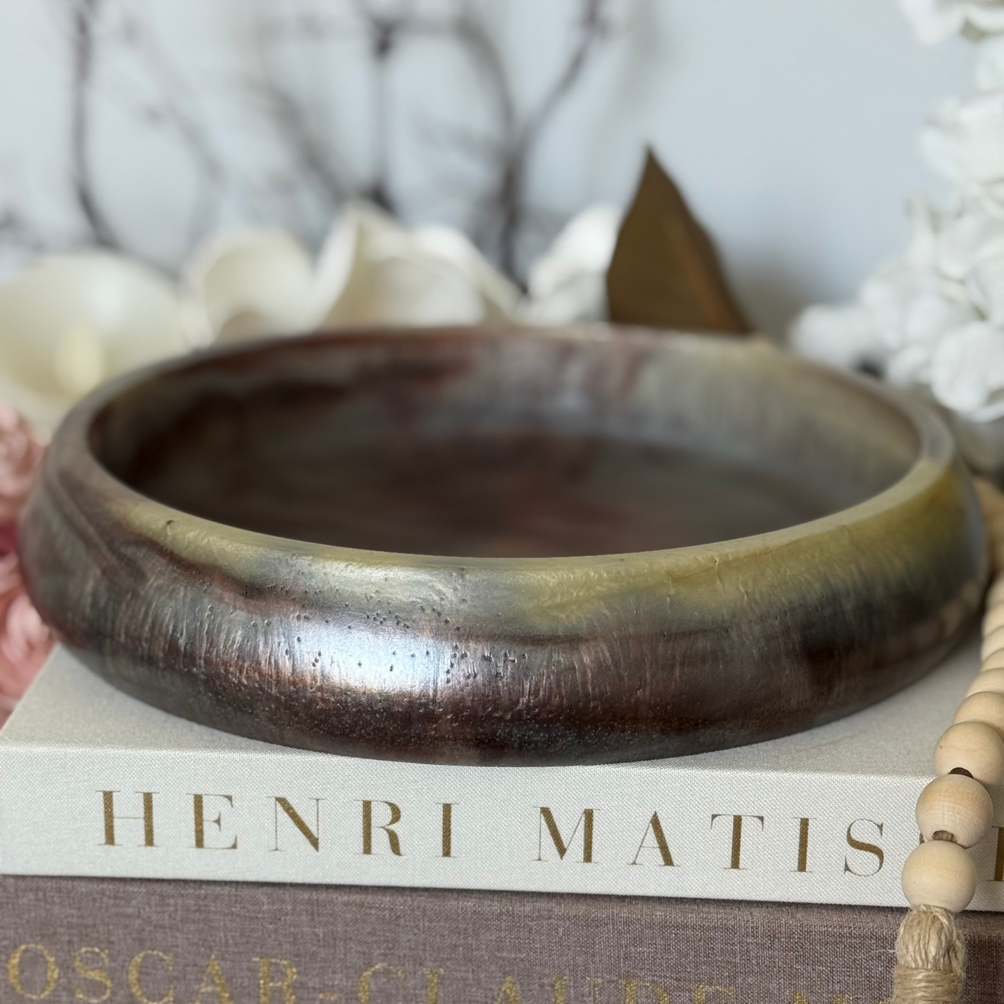 Gorgeous Brown Garnet Resin Bowl with Tortoise Influence