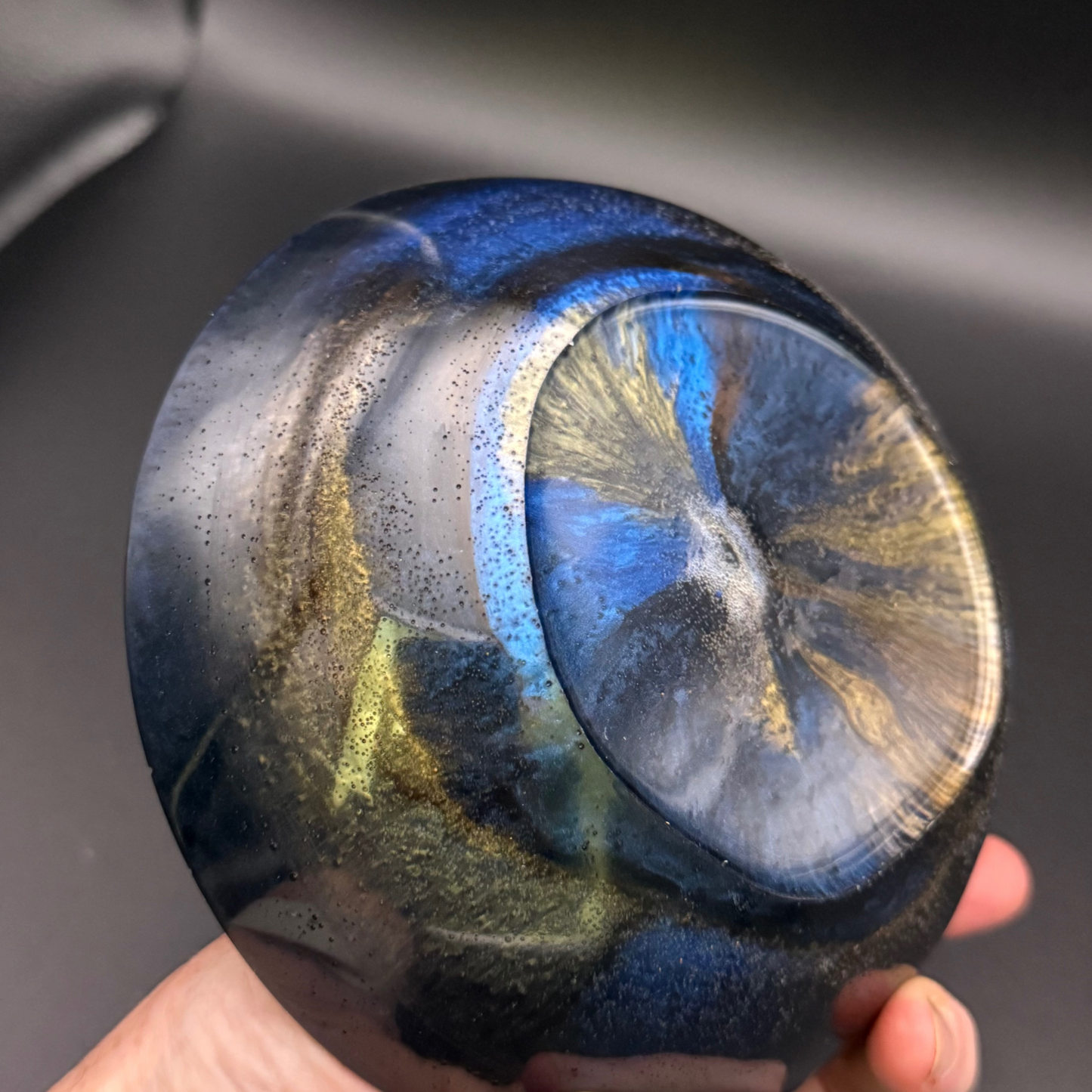 Labradorite Inspired Bowl | Small contemporary blue and gold decorative bowl